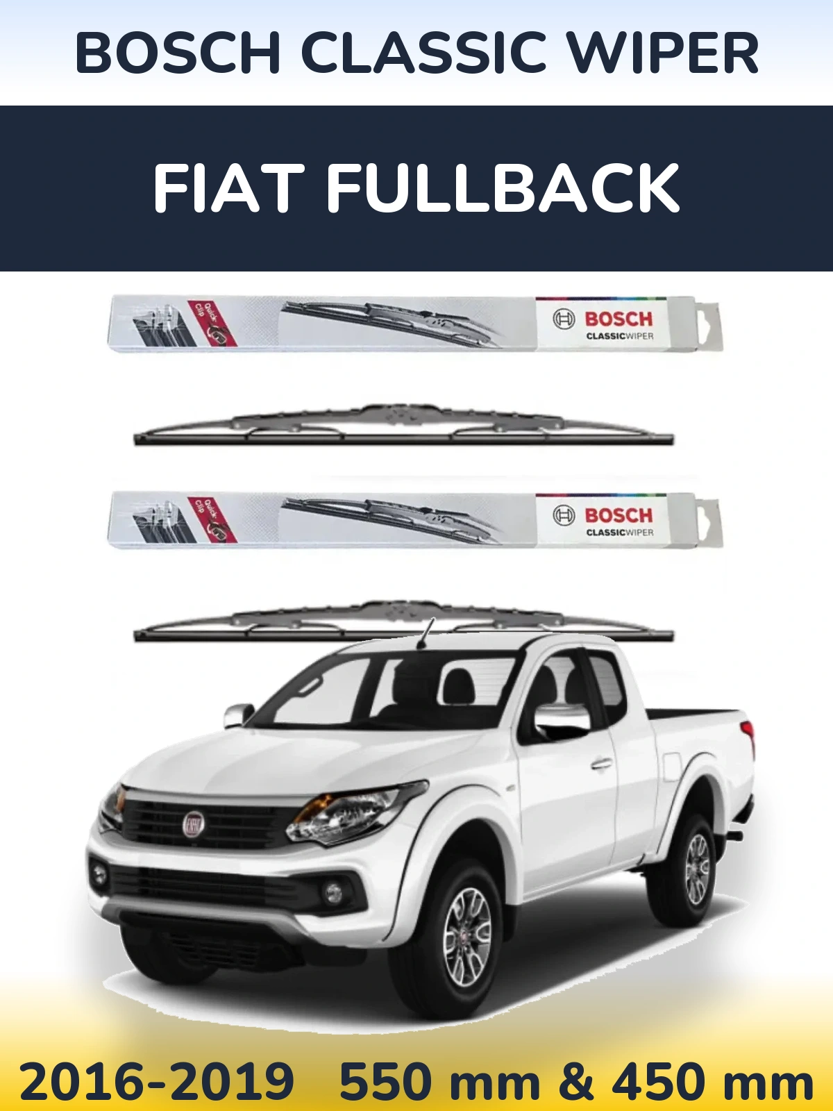 Komplet przednich wycieraczek BOSCH Classic Wiper 550 & 450 mm do Fiat Fullback 2016-2019