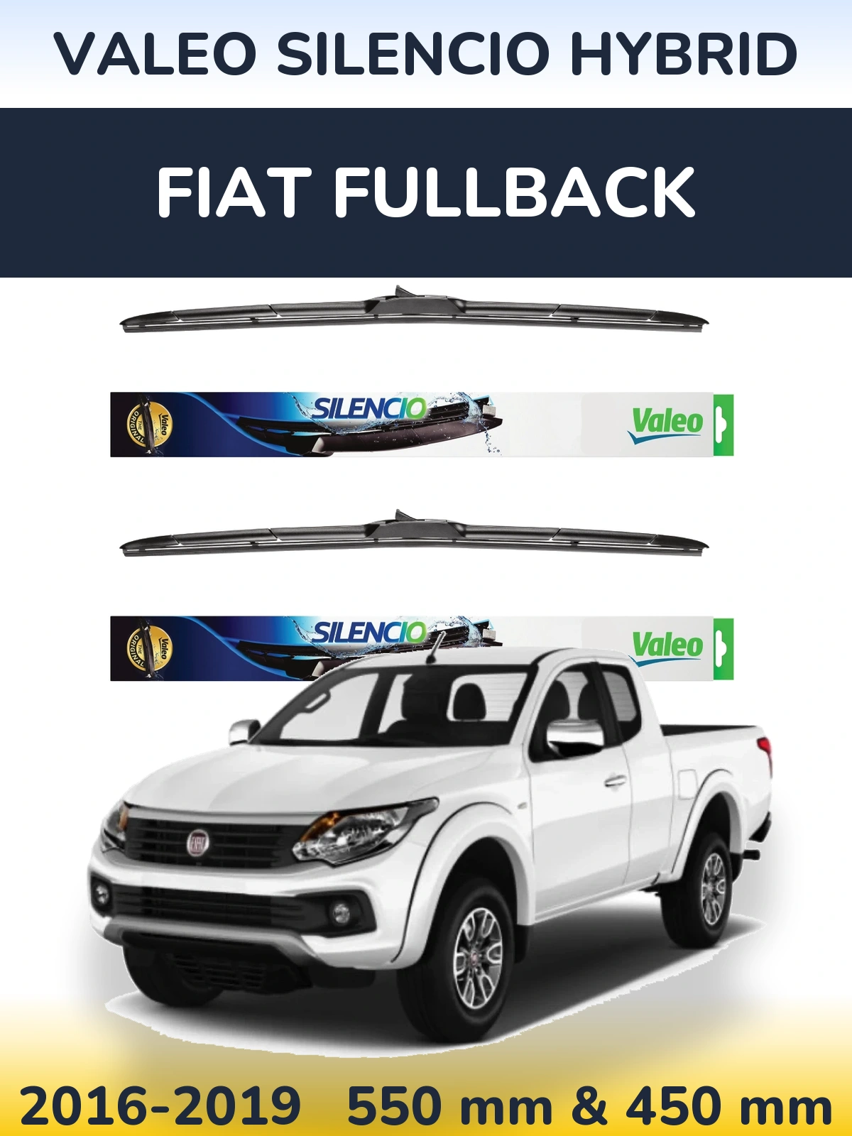 Komplet przednich wycieraczek Valeo Silencio Hybrid 550 & 450 mm do Fiat Fullback 2016-2019