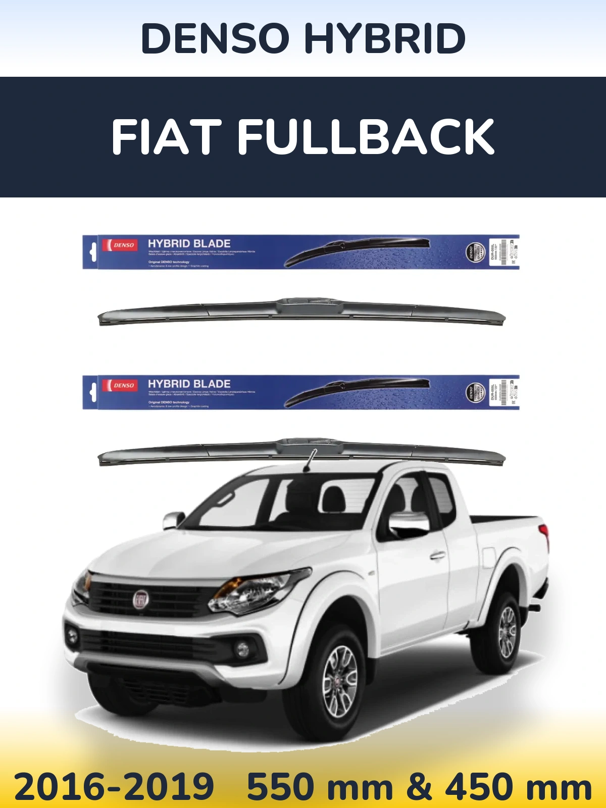 Komplet przednich wycieraczek Denso Hybrid 550 & 450 mm do Fiat Fullback 2016-2019