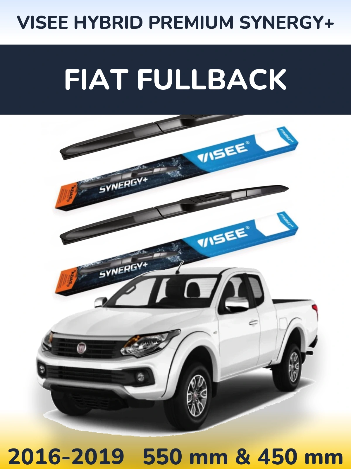 Komplet przednich wycieraczek VISEE HYBRID PREMIUM SYNERGY+ 550 & 450 mm do Fiat Fullback 2016-2019