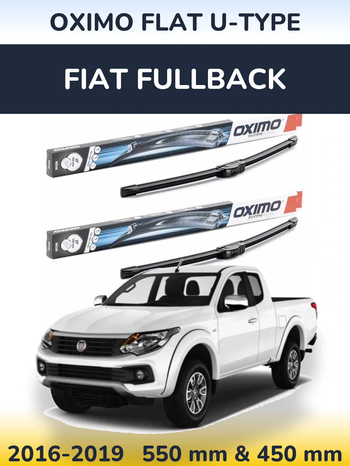 Komplet przednich wycieraczek Oximo Flat U-type 550 & 450 mm do Fiat Fullback 2016-2019