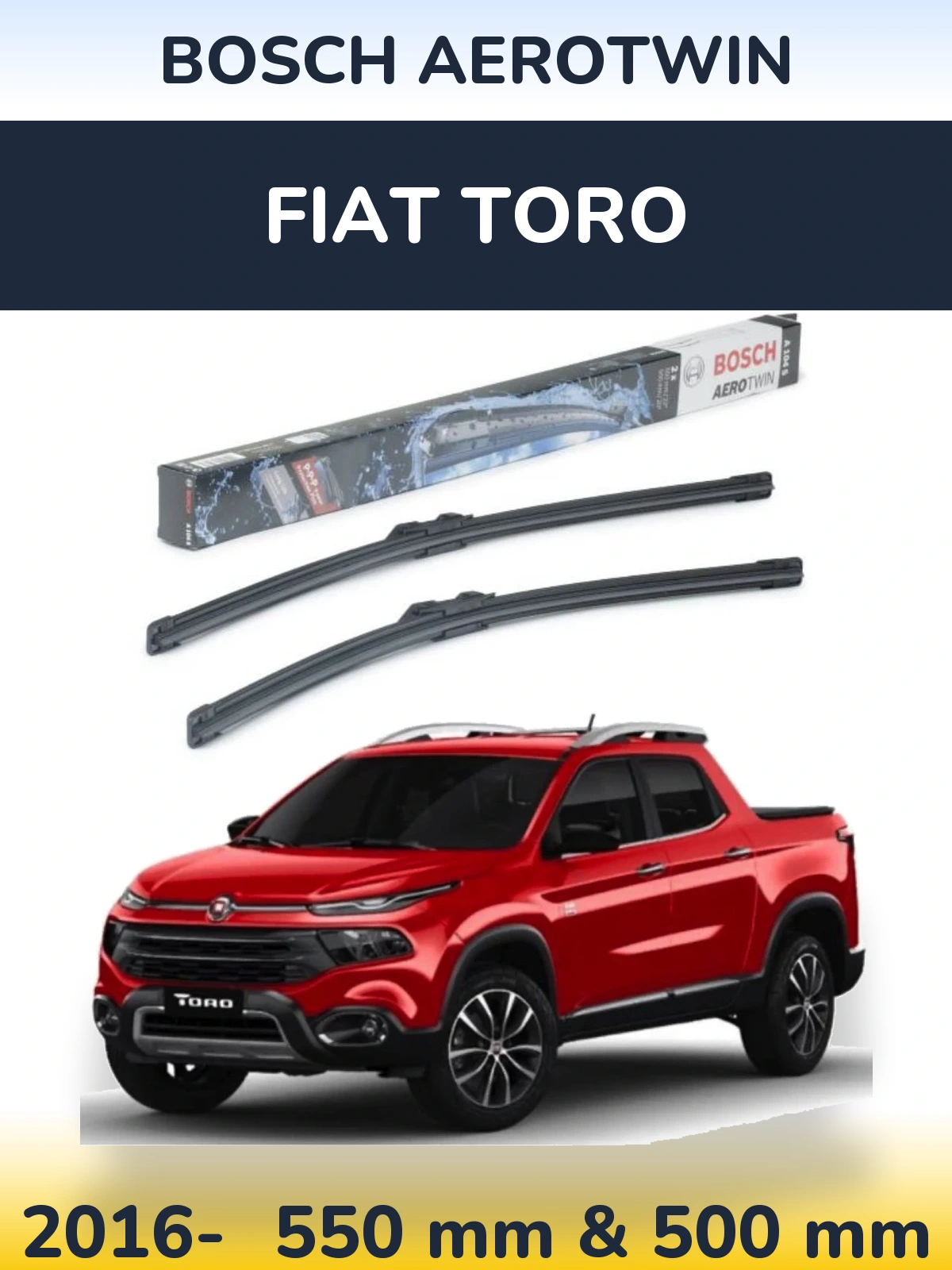 Komplet przednich wycieraczek BOSCH AeroTwin 550 & 500 mm do Fiat Toro 2016-2026