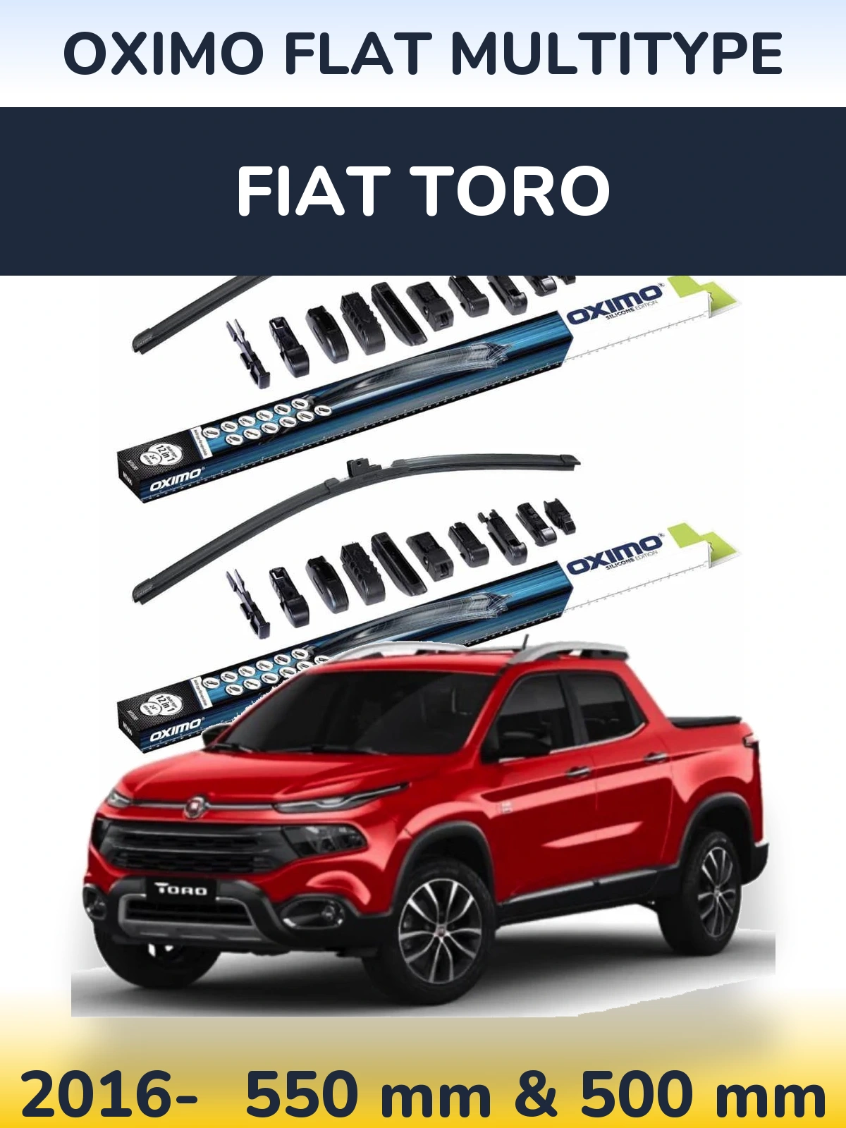 Komplet przednich wycieraczek Oximo Flat MultiType 550 & 500 mm do Fiat Toro 2016-2026