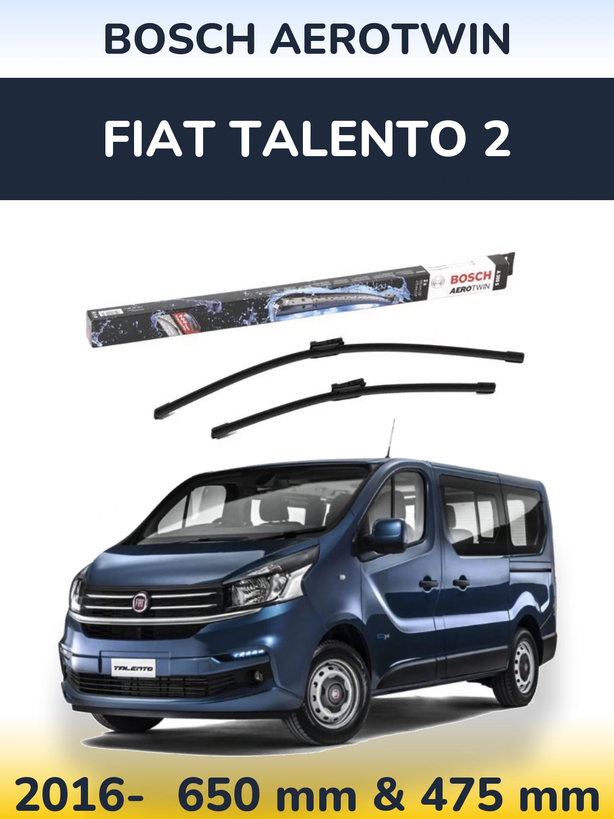 Komplet przednich wycieraczek BOSCH AeroTwin 650 & 475 mm do Fiat Talento 2 2016-2026