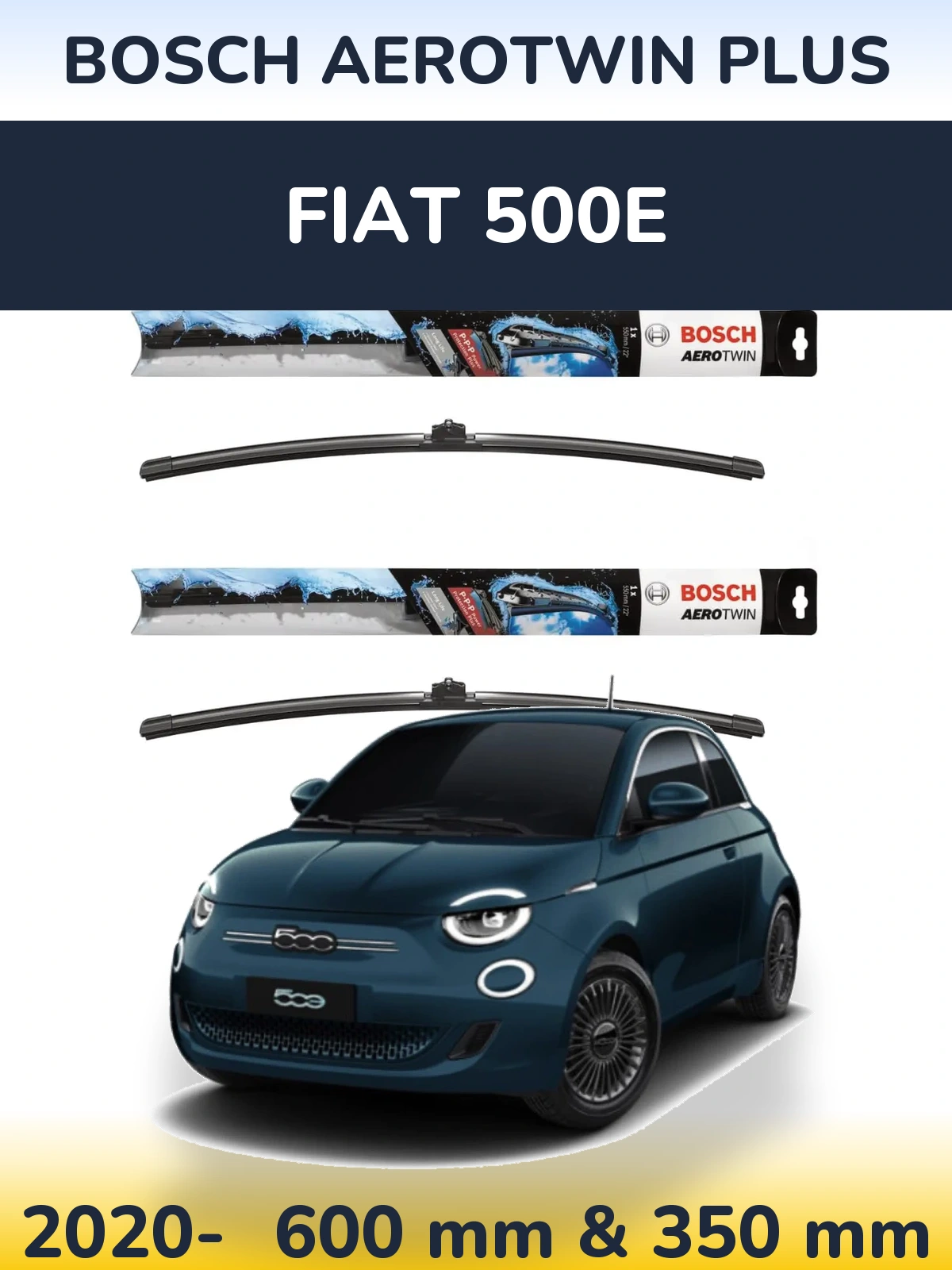 Komplet przednich wycieraczek BOSCH AeroTwin Plus 600 & 350 mm do Fiat 500e 2020-2026
