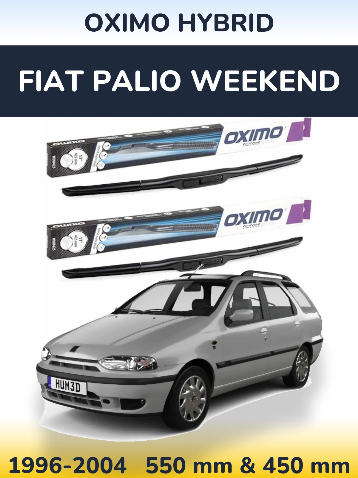 Komplet przednich wycieraczek Oximo Hybrid 550 & 450 mm do Fiat Palio Weekend 1996-2004