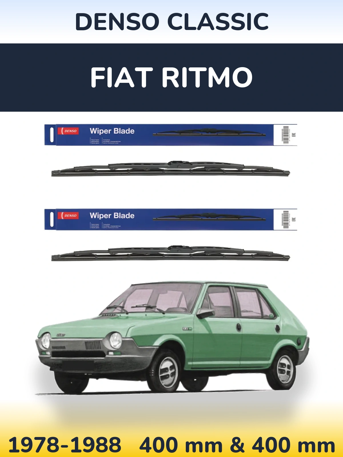 Комплект передних дворников Denso Classic 400 & 400 мм для Fiat Ritmo 1978-1988