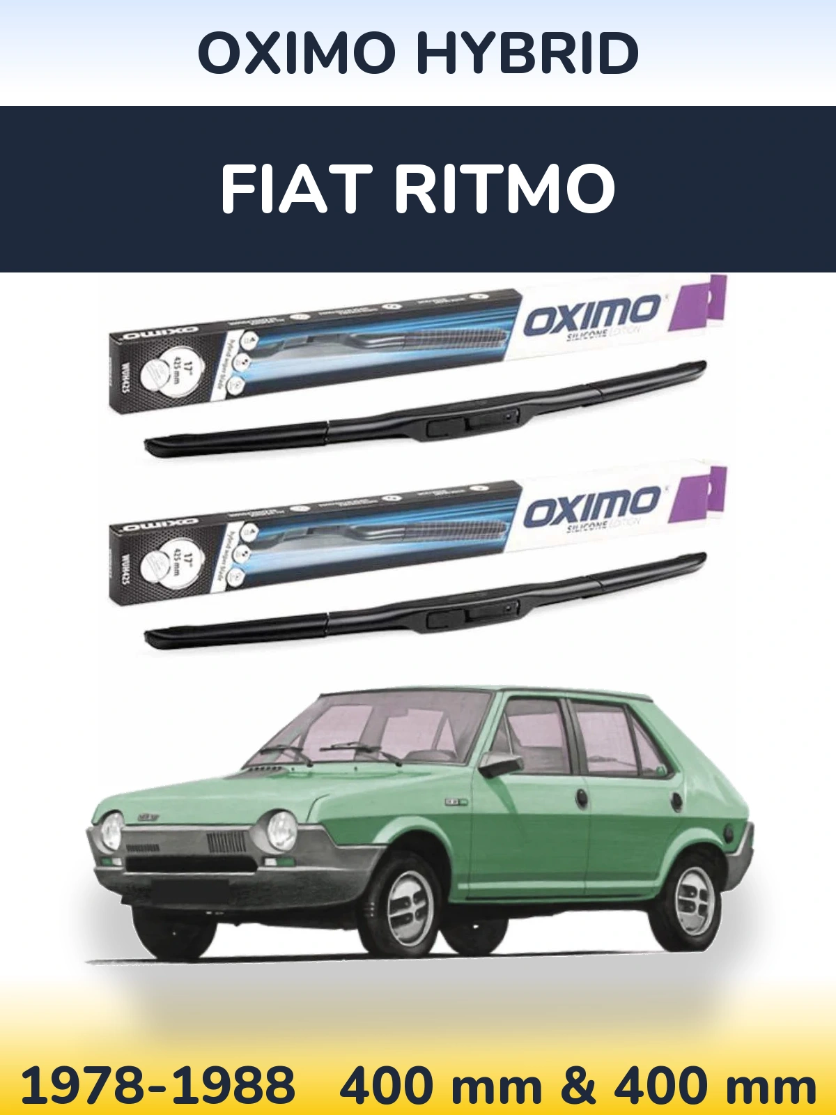 Комплект передних дворников Oximo Hybrid 400 & 400 мм для Fiat Ritmo 1978-1988