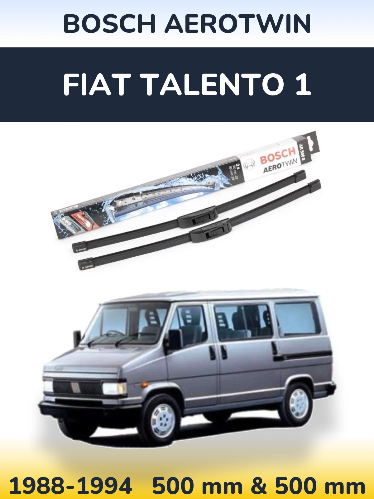 Комплект передних дворников BOSCH AeroTwin 500 & 500 мм для Fiat Talento 1 1988-1994