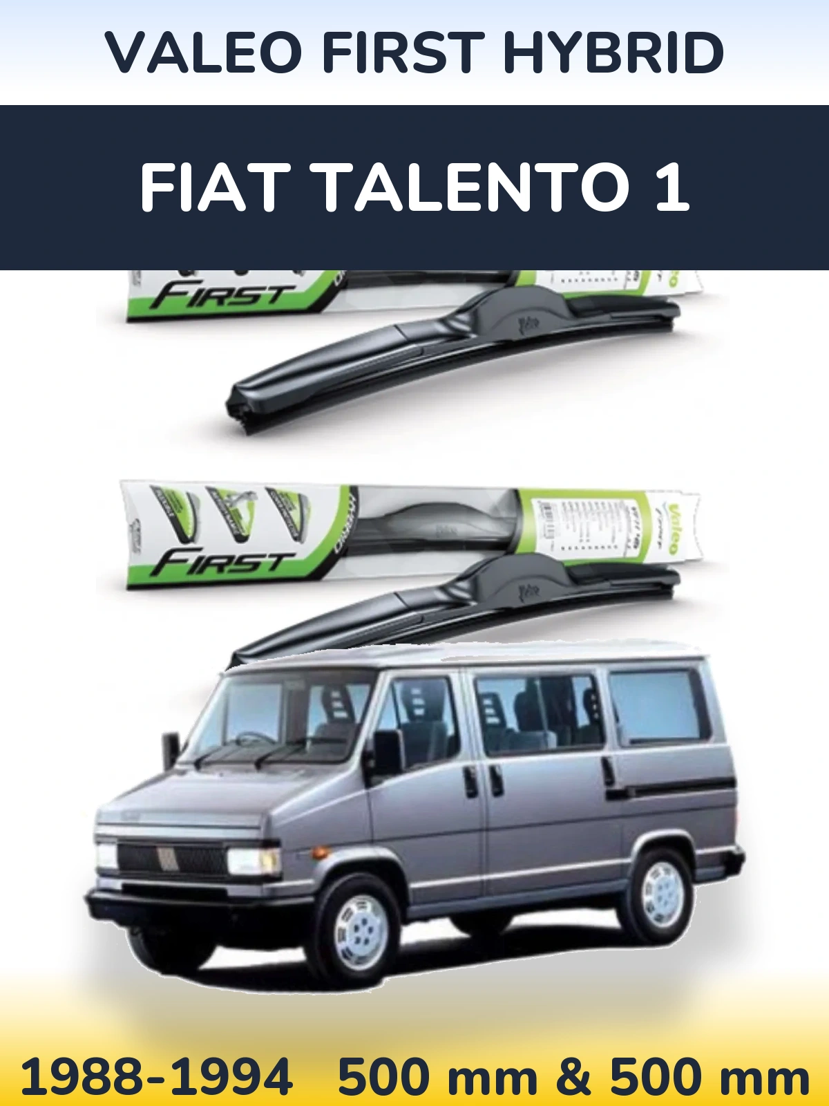 Komplet przednich wycieraczek Valeo First Hybrid 500 & 500 mm do Fiat Talento 1 1988-1994