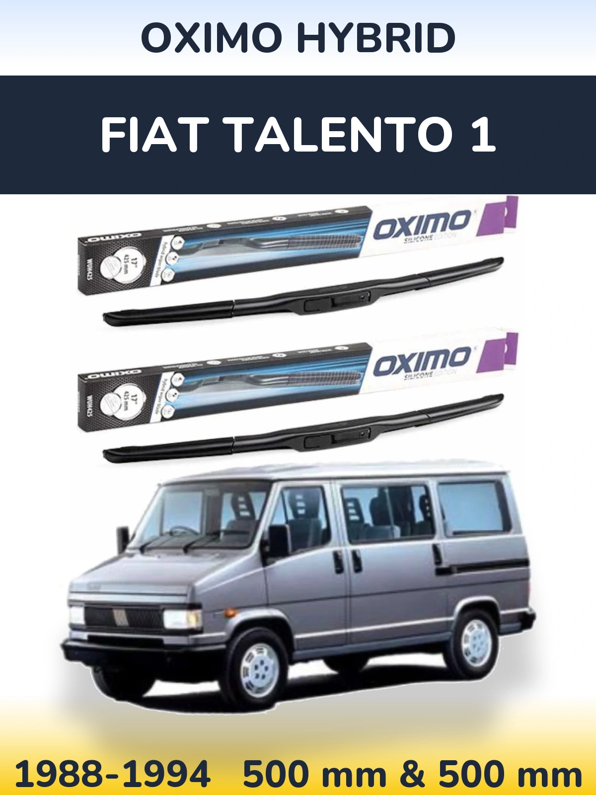 Komplet przednich wycieraczek Oximo Hybrid 500 & 500 mm do Fiat Talento 1 1988-1994