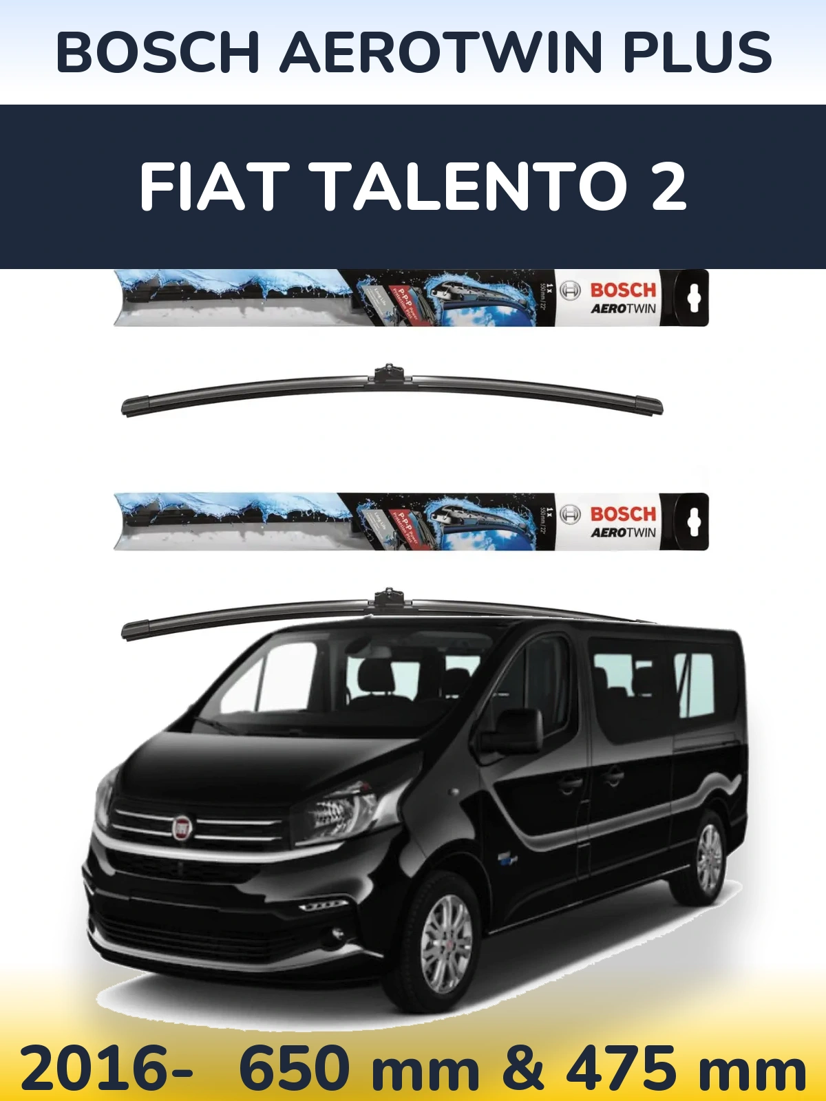 Komplet przednich wycieraczek BOSCH AeroTwin Plus 650 & 475 mm do Fiat Talento 2 2016-2026