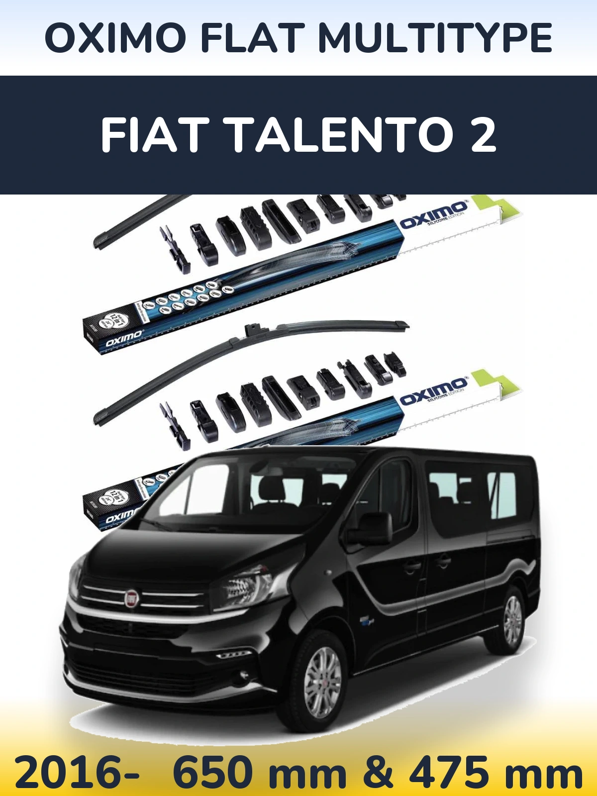 Komplet przednich wycieraczek Oximo Flat MultiType 650 & 475 mm do Fiat Talento 2 2016-2026