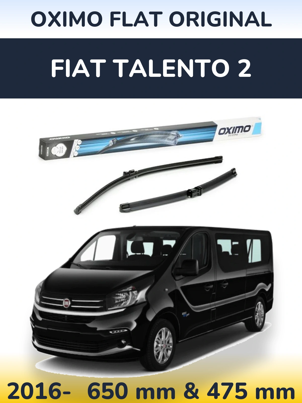Front wiper blade set Oximo Flat Original 650 & 475 mm for Fiat Talento 2 2016-2026