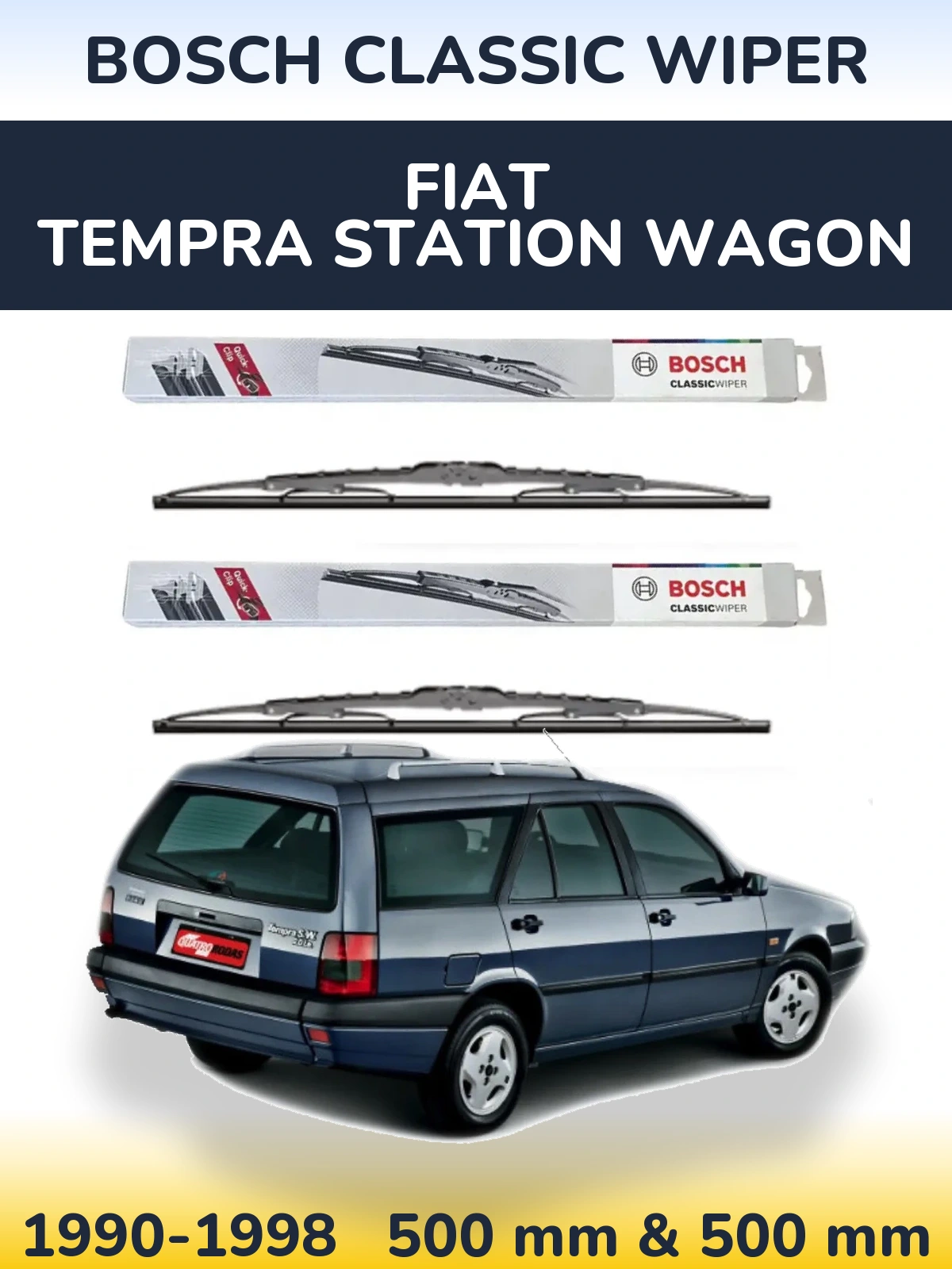 Комплект передних дворников BOSCH Classic Wiper 500 & 500 мм для Fiat Tempra Station Wagon 1990-1998