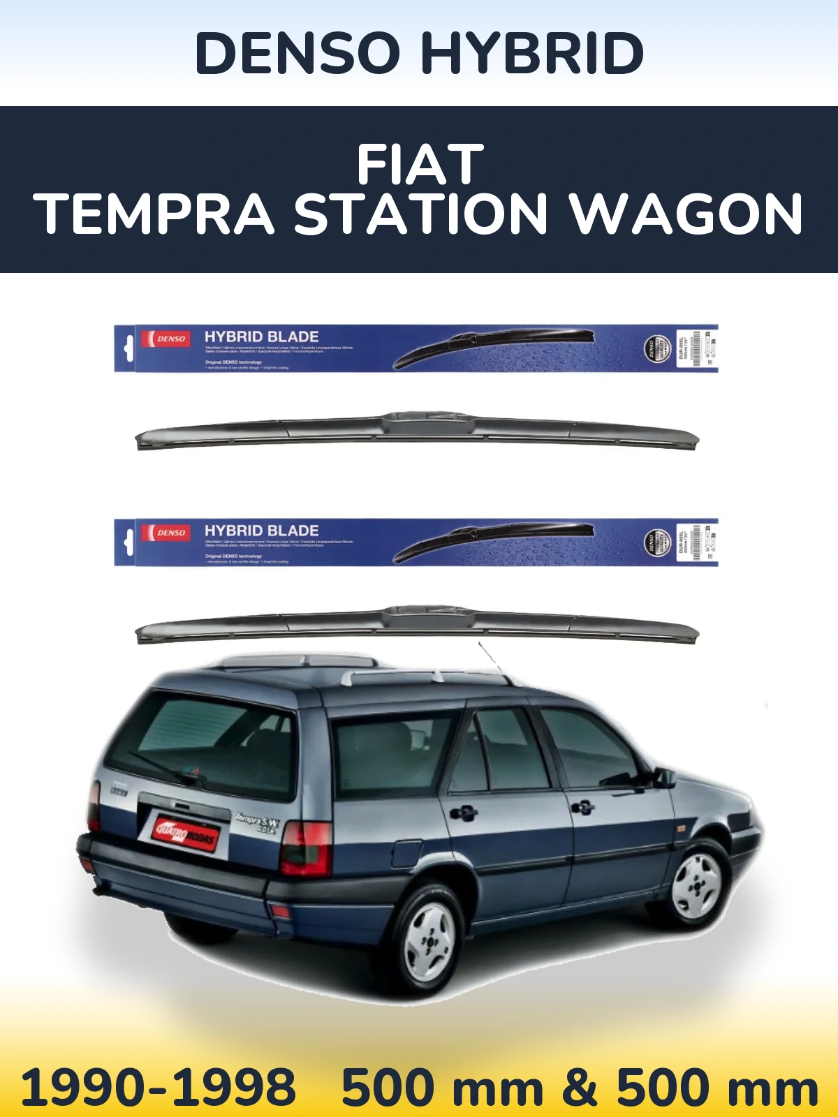 Комплект передних дворников Denso Hybrid 500 & 500 мм для Fiat Tempra Station Wagon 1990-1998