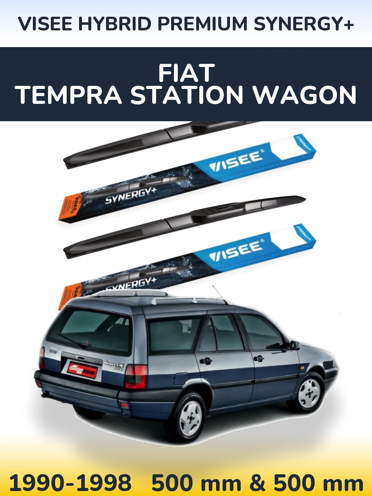 Комплект передних дворников VISEE HYBRID PREMIUM SYNERGY+ 500 & 500 мм для Fiat Tempra Station Wagon 1990-1998