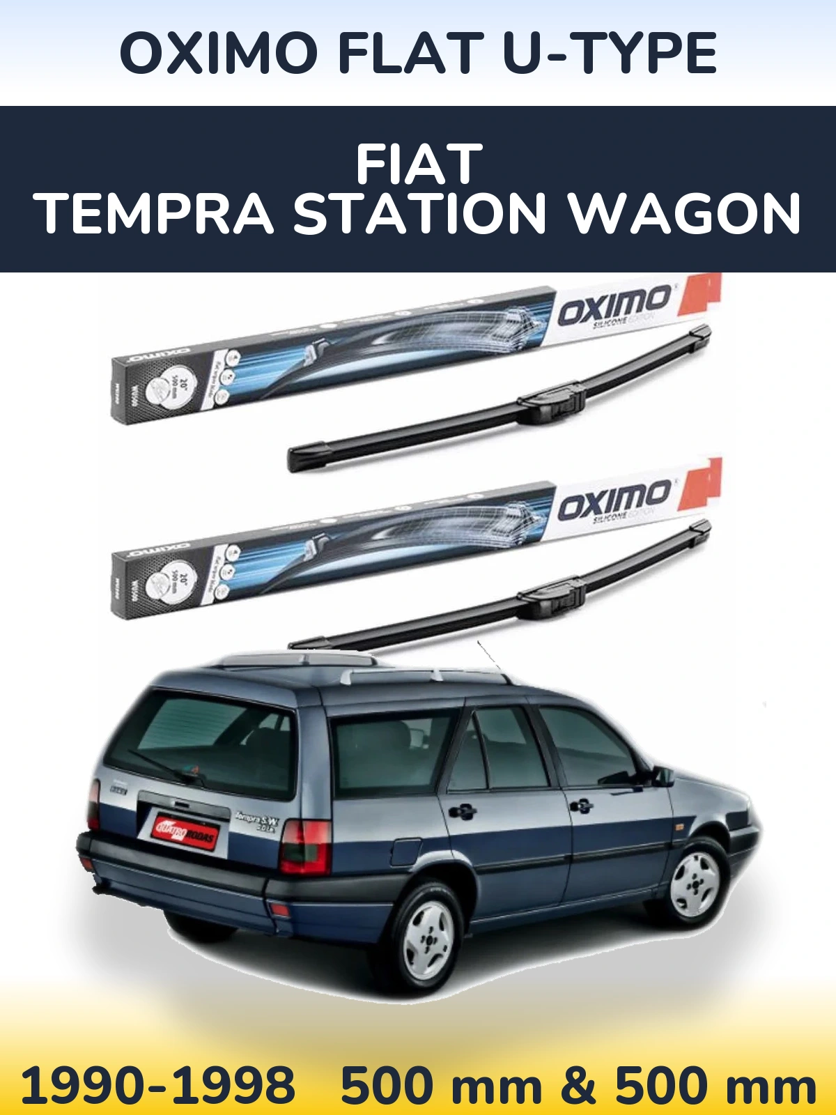 Komplet przednich wycieraczek Oximo Flat U-type 500 & 500 mm do Fiat Tempra Station Wagon 1990-1998