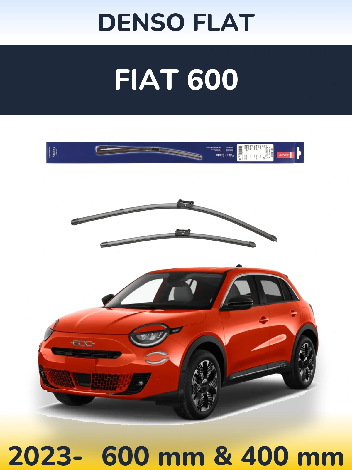 Front wiper blade set Denso Flat 600 & 400 mm for Fiat 600 2023-2026