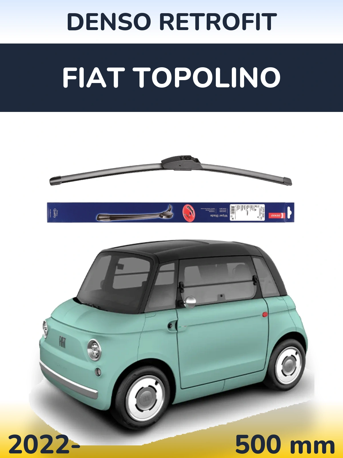 Передний дворник Denso Retrofit 500 мм для Fiat Topolino 2022-2026