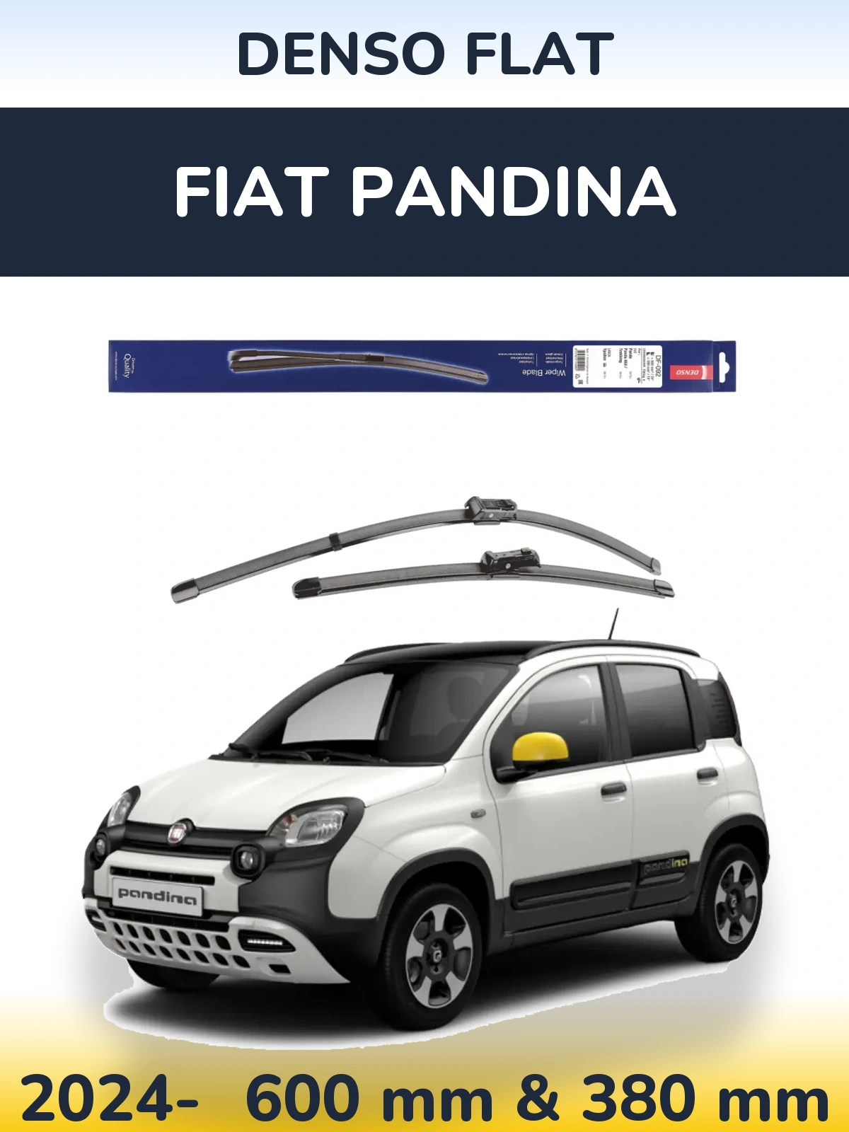 Komplet przednich wycieraczek Denso Flat 600 & 380 mm do Fiat Pandina 2024-2026