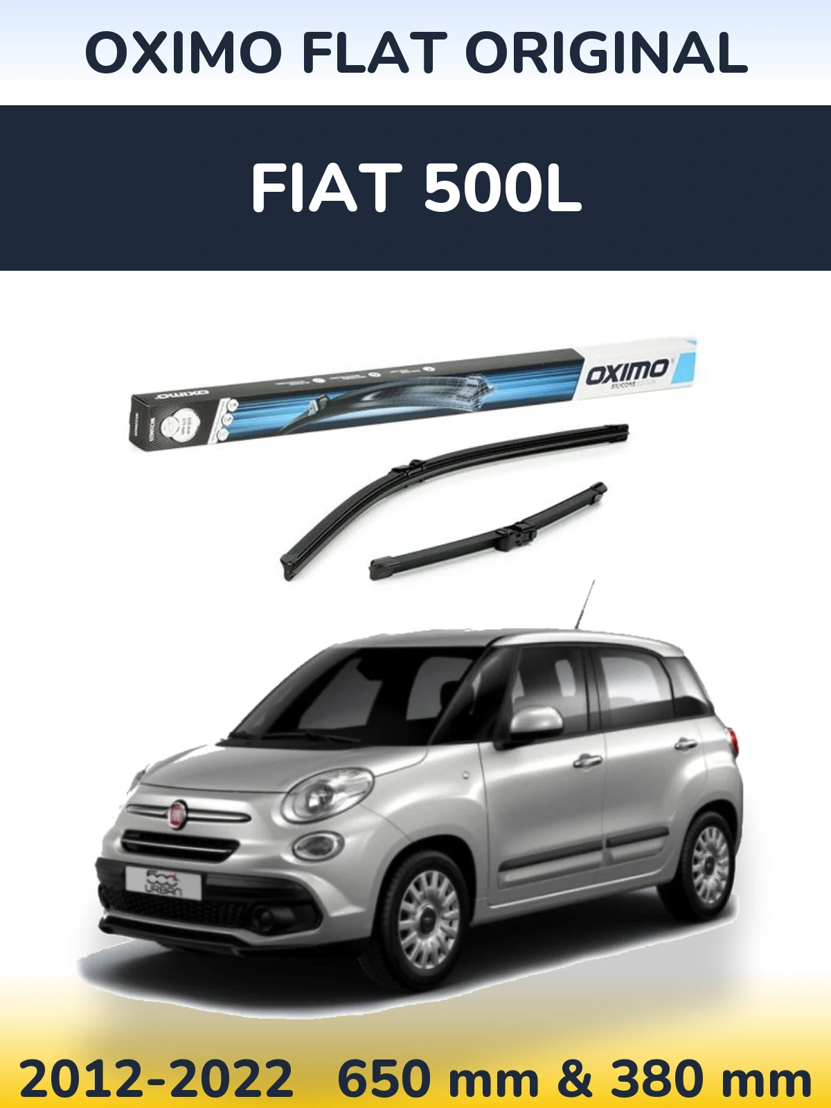 Комплект передних дворников Oximo Flat Original 650 & 375 мм для Fiat 500L 2012-2022