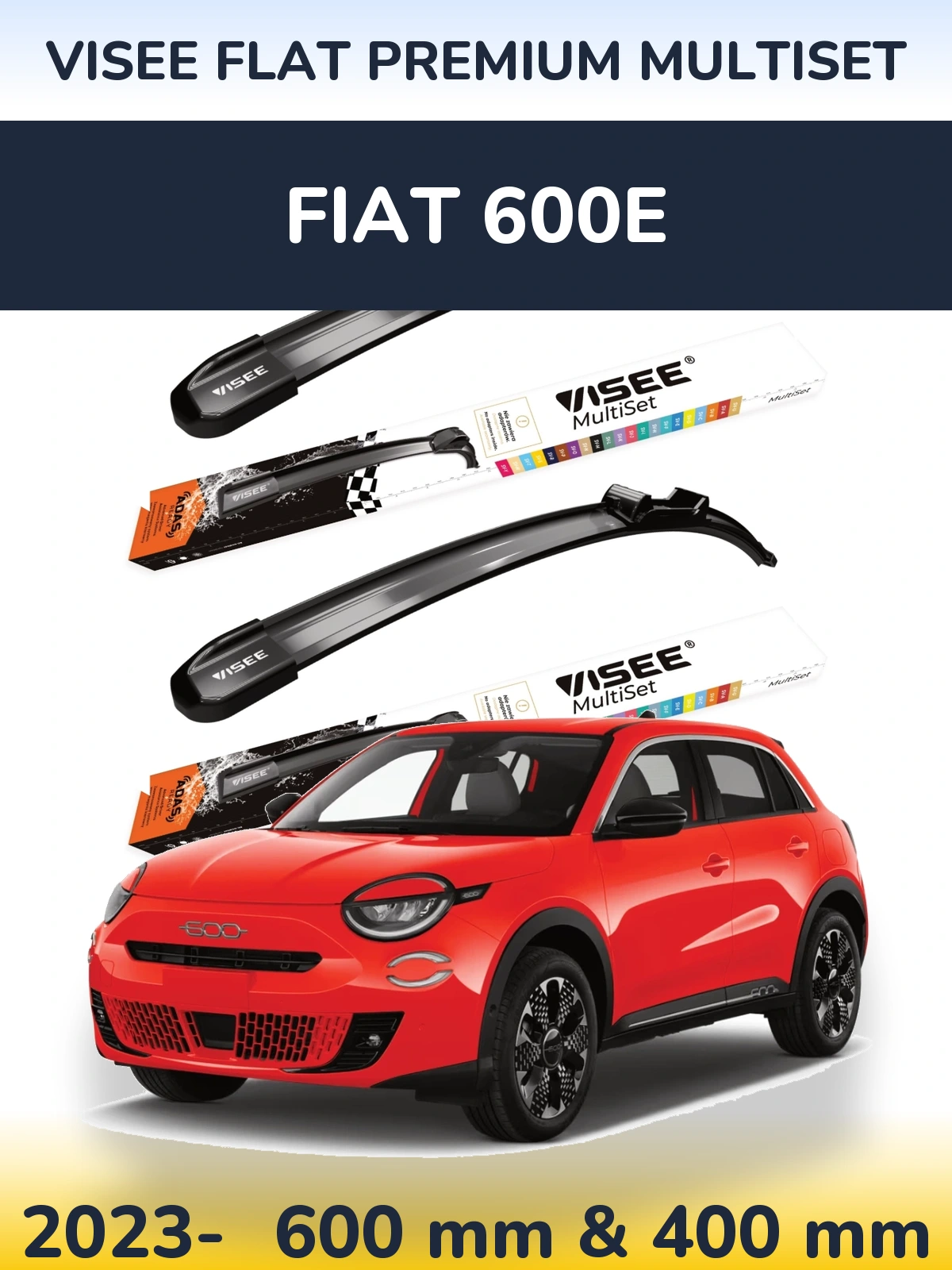 Комплект передних дворников VISEE FLAT PREMIUM MultiSet 600 & 400 мм для Fiat 600e 2023-2026