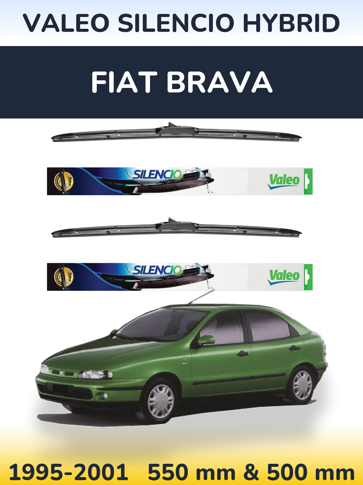 Комплект передних дворников Valeo Silencio Hybrid 550 & 500 мм для Fiat Brava 1995-2001