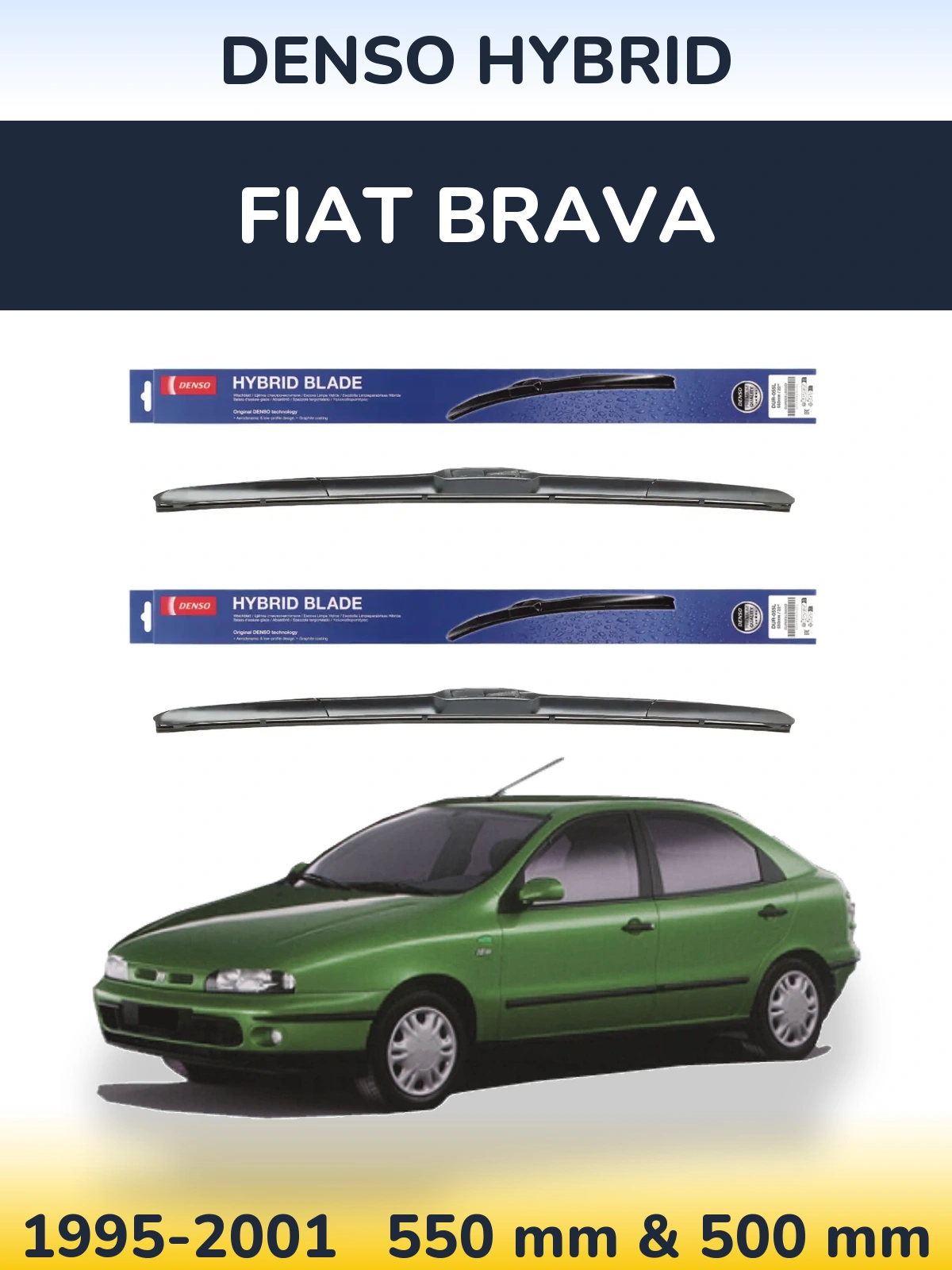 Комплект передних дворников Denso Hybrid 550 & 500 мм для Fiat Brava 1995-2001