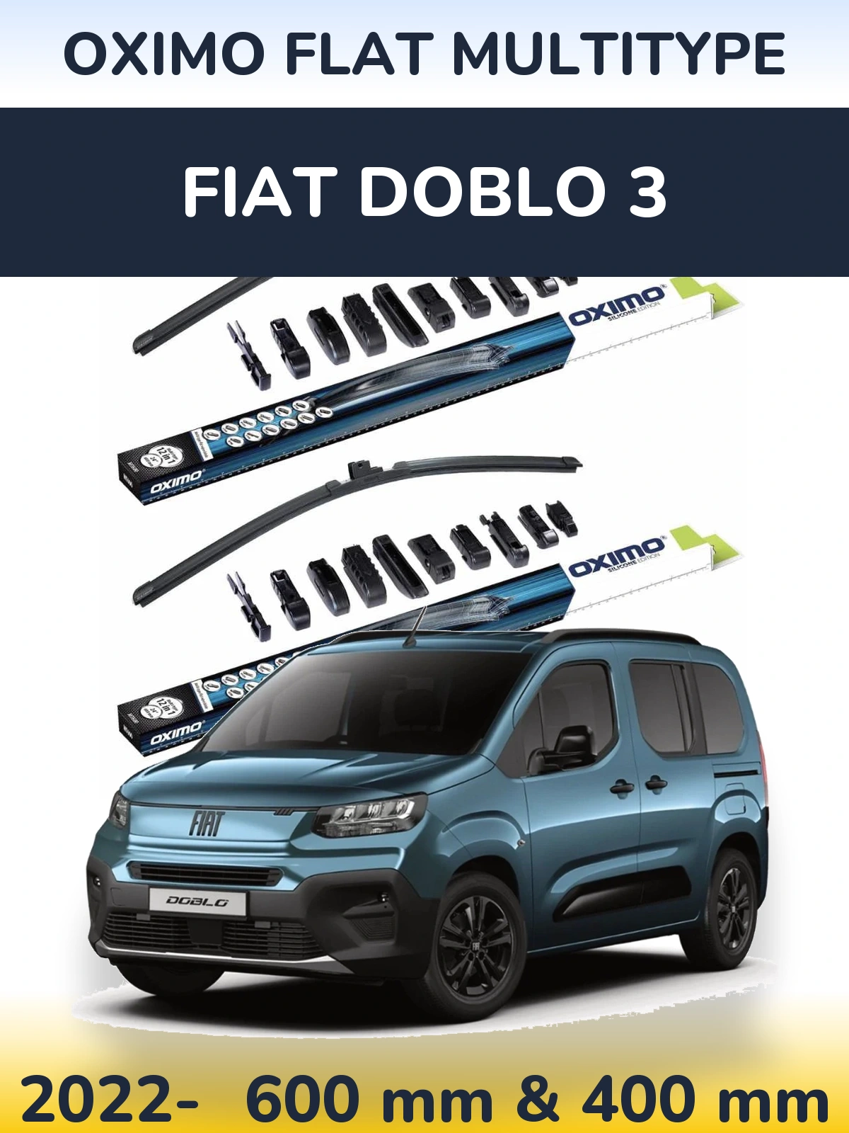 Komplet przednich wycieraczek Oximo Flat MultiType 600 & 400 mm do Fiat Doblo 3 2022-2026