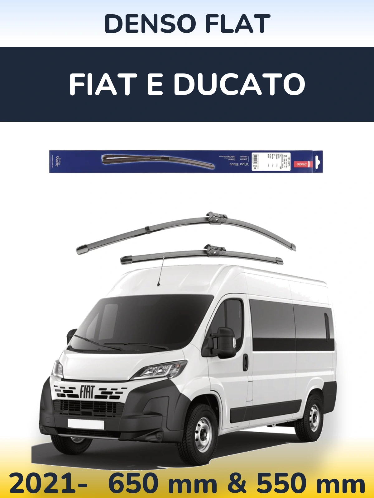 Комплект передних дворников Denso Flat 650 & 550 мм для Fiat E Ducato 2021-2026