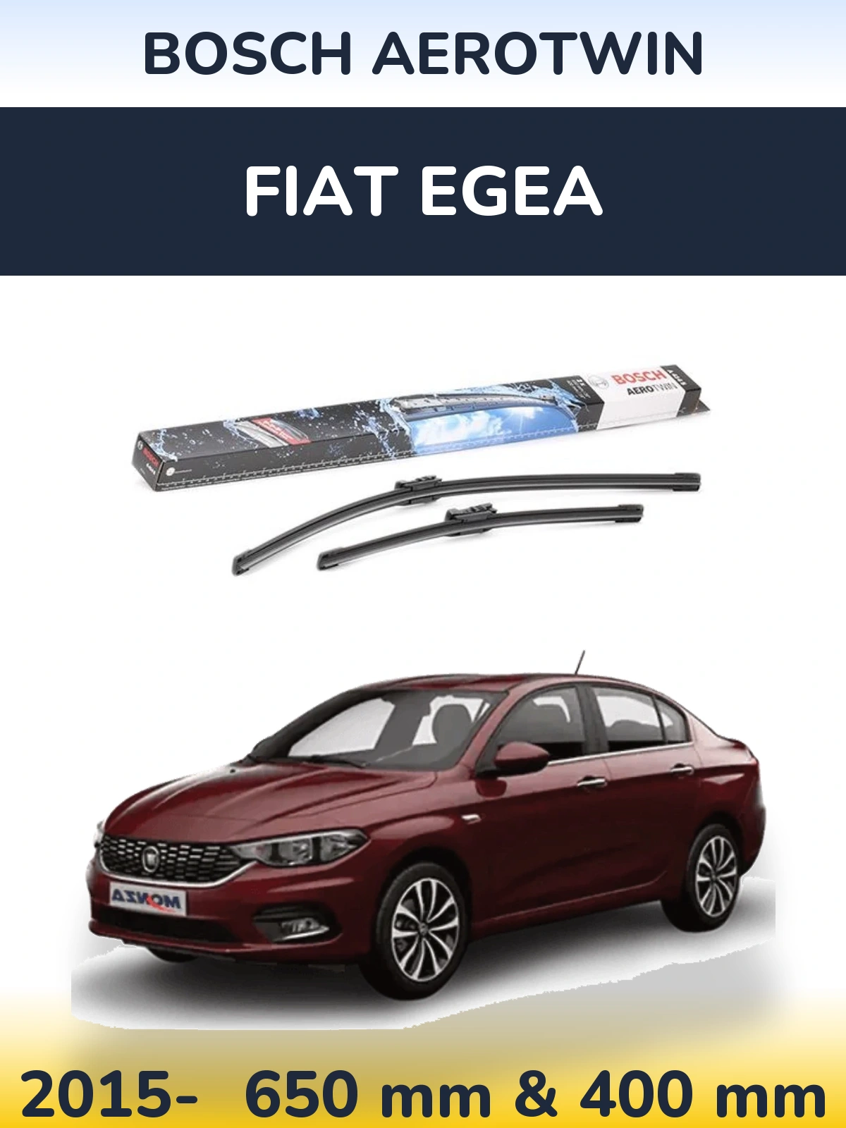 Komplet przednich wycieraczek BOSCH AeroTwin 650 & 400 mm do Fiat Egea 2015-2026