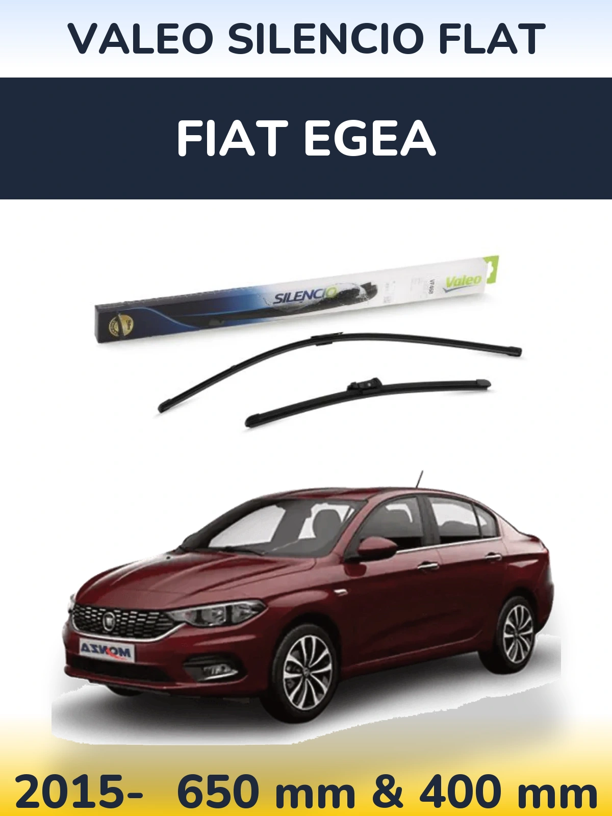 Komplet przednich wycieraczek Valeo Silencio Flat 650 & 400 mm do Fiat Egea 2015-2026