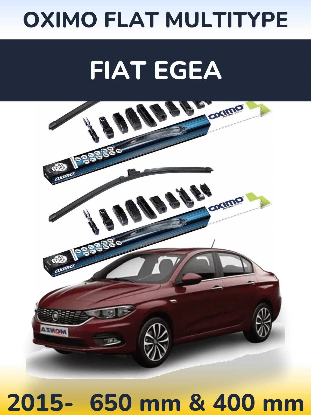 Komplet przednich wycieraczek Oximo Flat MultiType 650 & 400 mm do Fiat Egea 2015-2026