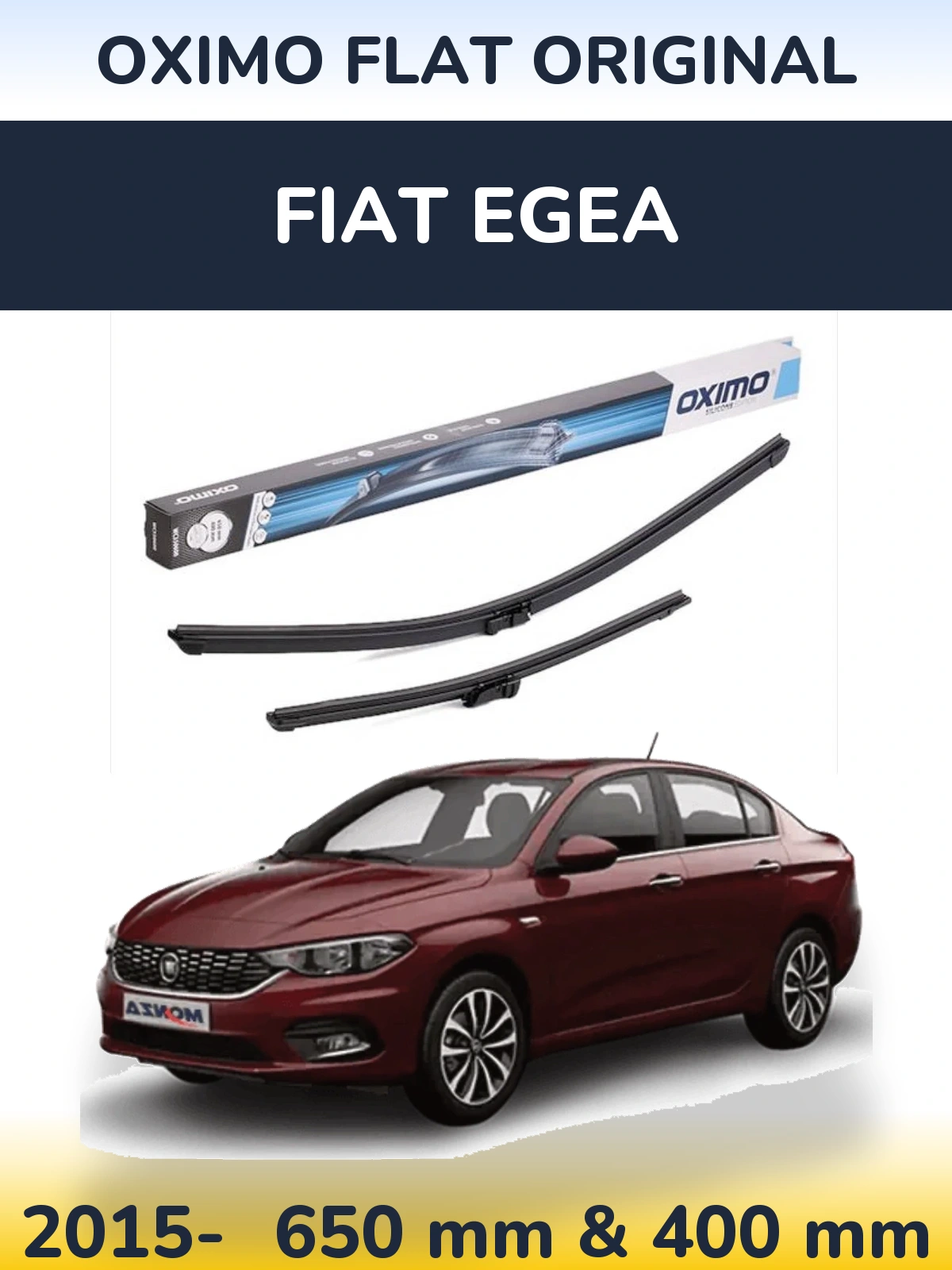 Komplet przednich wycieraczek Oximo Flat Original 650 & 400 mm do Fiat Egea 2015-2026