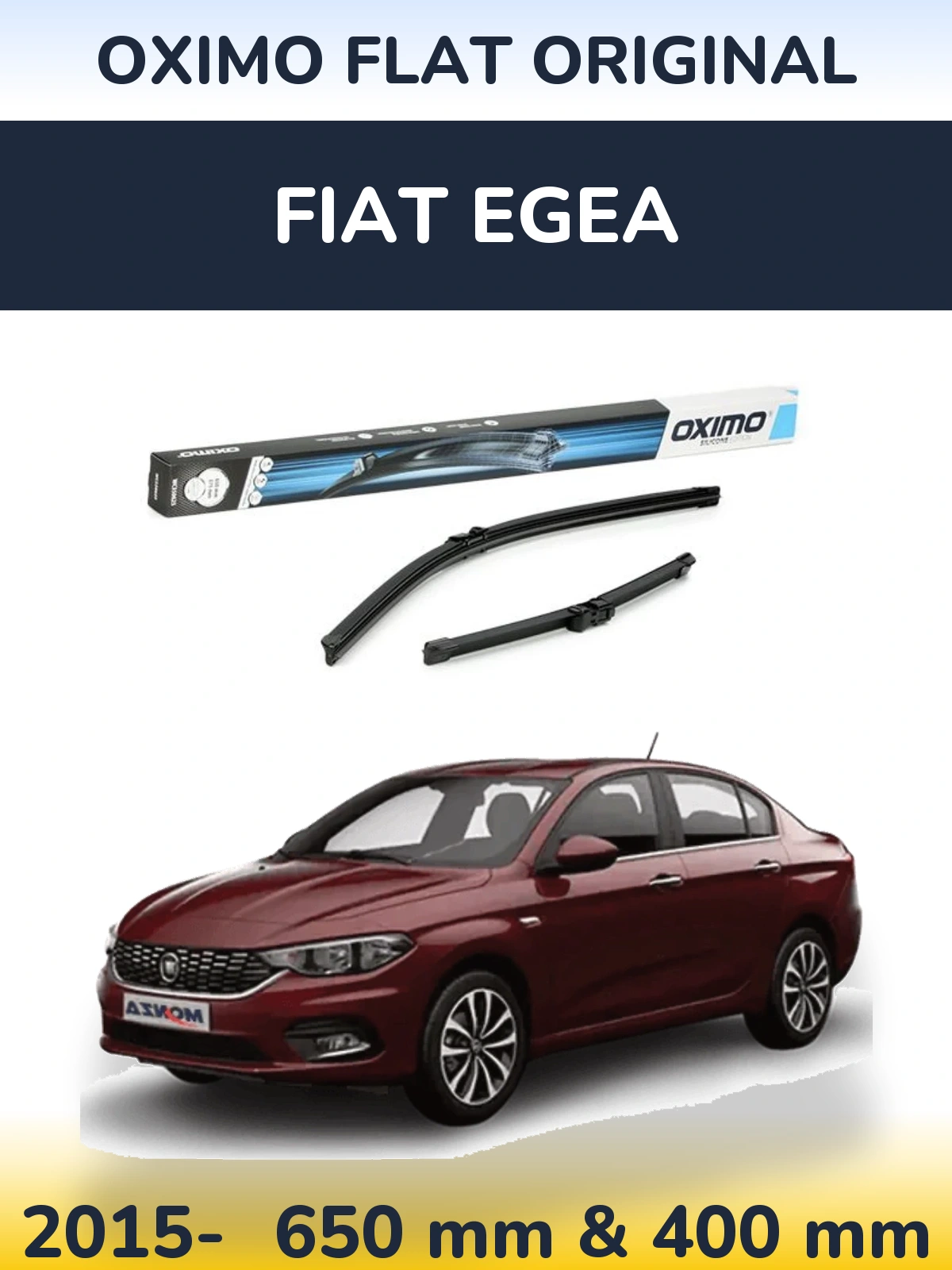 Front wiper blade set Oximo Flat Original 650 & 375 mm for Fiat Egea 2015-2026