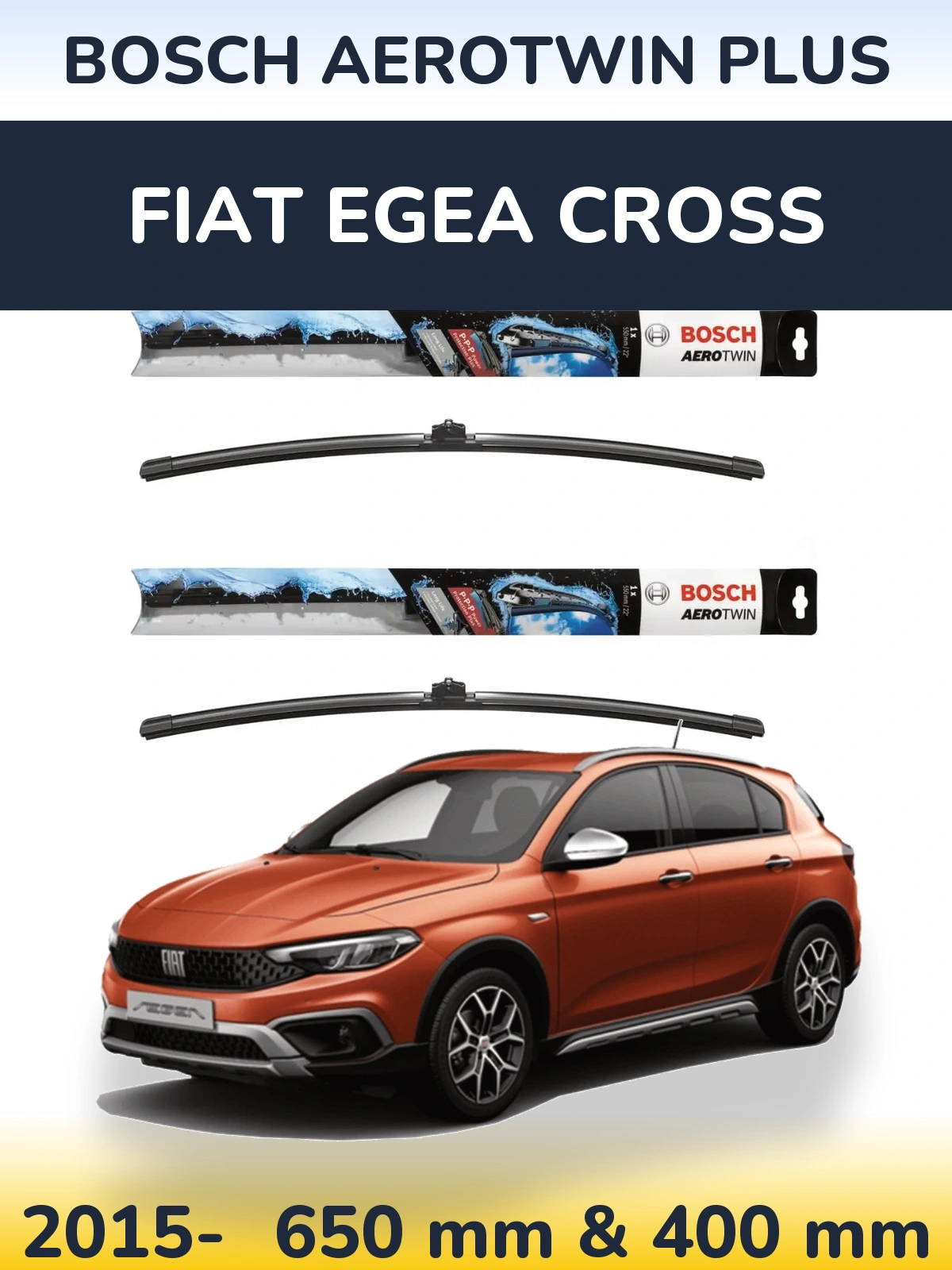 Komplet przednich wycieraczek BOSCH AeroTwin Plus 650 & 400 mm do Fiat Egea Cross 2015-2026