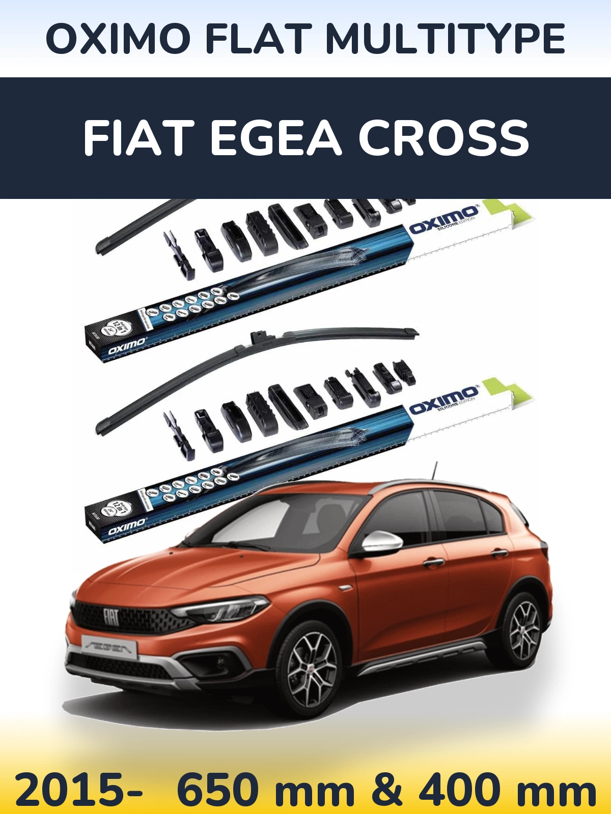 Komplet przednich wycieraczek Oximo Flat MultiType 650 & 400 mm do Fiat Egea Cross 2015-2026
