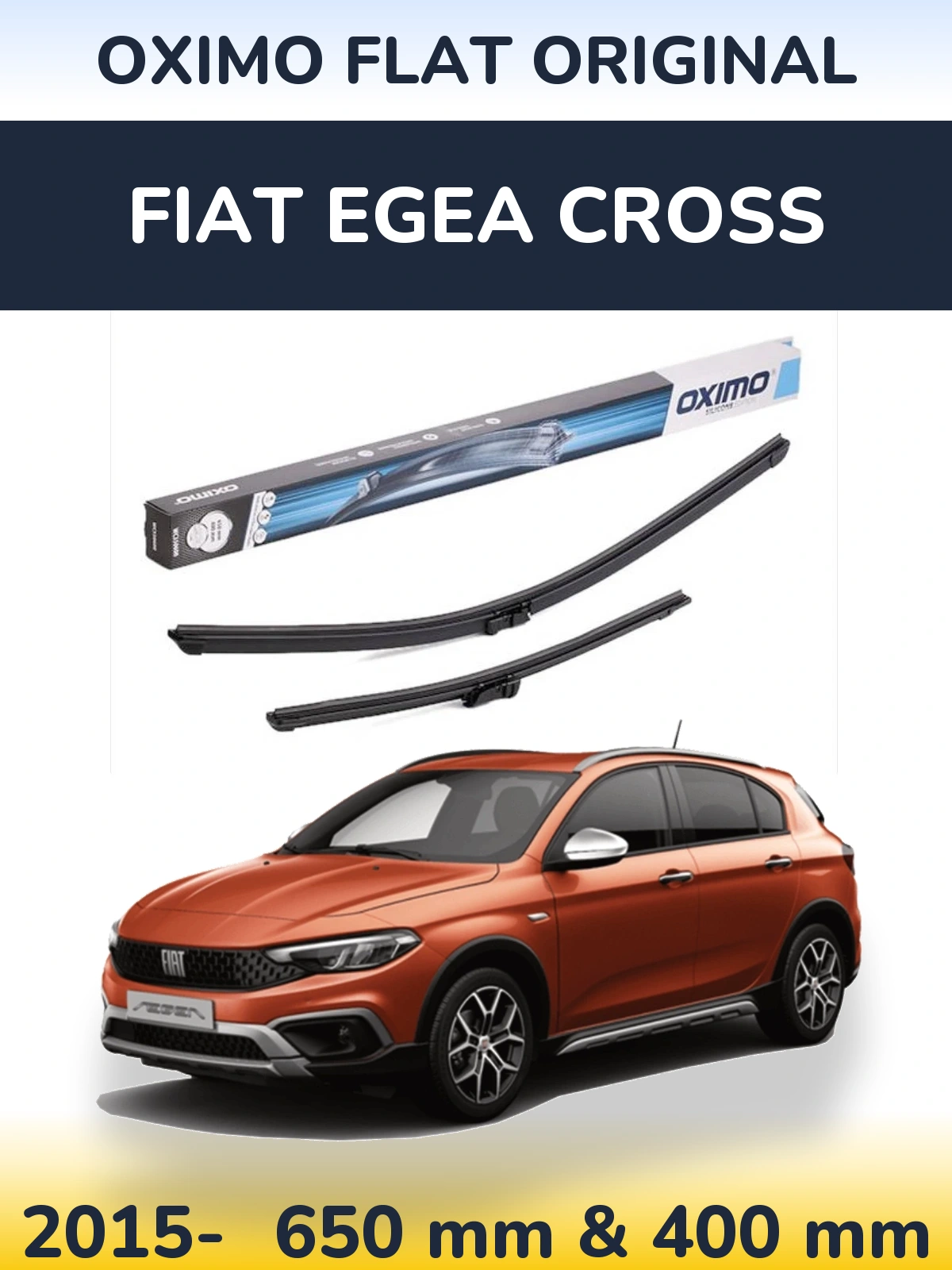 Komplet przednich wycieraczek Oximo Flat Original 650 & 400 mm do Fiat Egea Cross 2015-2026