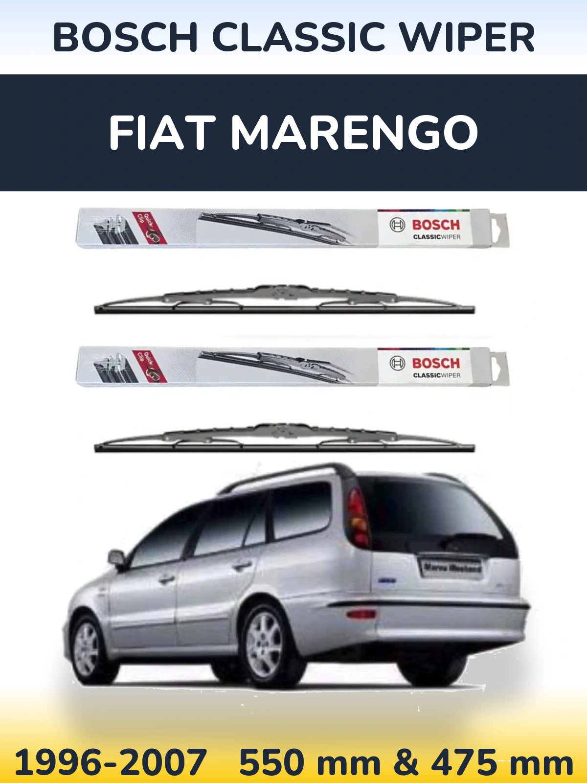 Komplet przednich wycieraczek BOSCH Classic Wiper 550 & 475 mm do Fiat Marengo 1996-2007