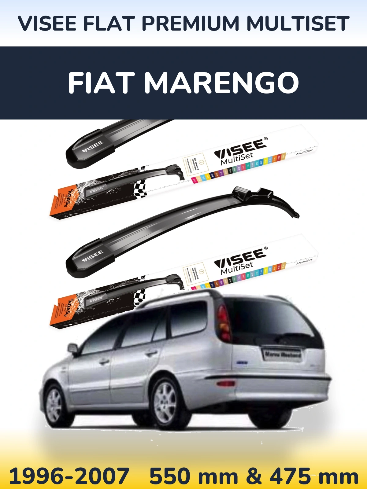 Komplet przednich wycieraczek VISEE FLAT PREMIUM MultiSet 550 & 475 mm do Fiat Marengo 1996-2007