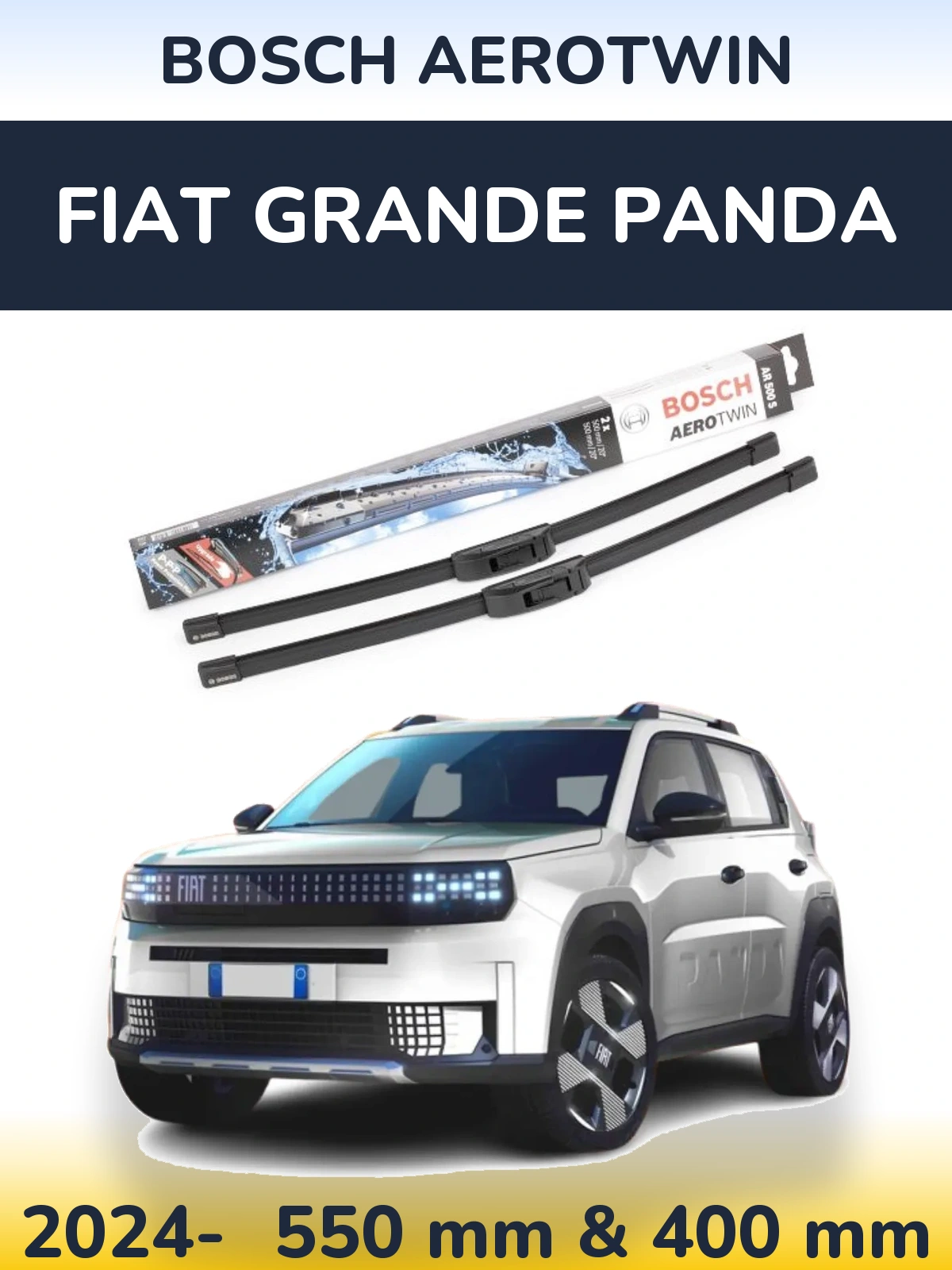 Komplet przednich wycieraczek BOSCH AeroTwin 550 & 400 mm do Fiat Grande Panda 2024-2026