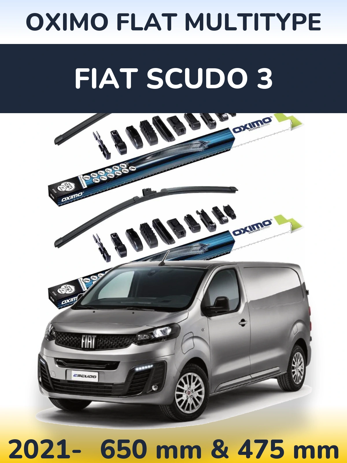 Komplet przednich wycieraczek Oximo Flat MultiType 650 & 475 mm do Fiat Scudo 3 2021-2026