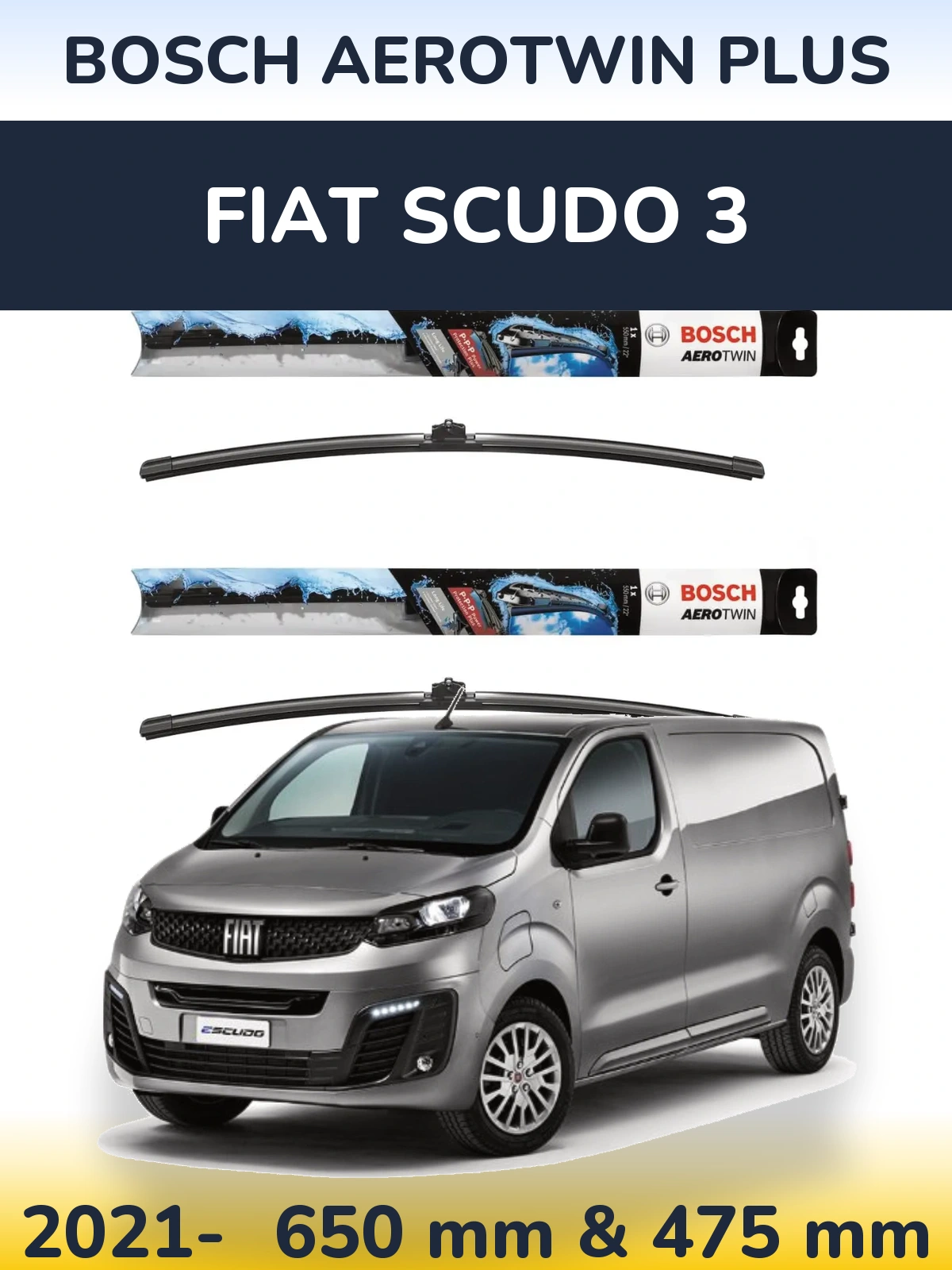 Komplet przednich wycieraczek BOSCH AeroTwin Plus 650 & 475 mm do Fiat Scudo 3 2021-2026