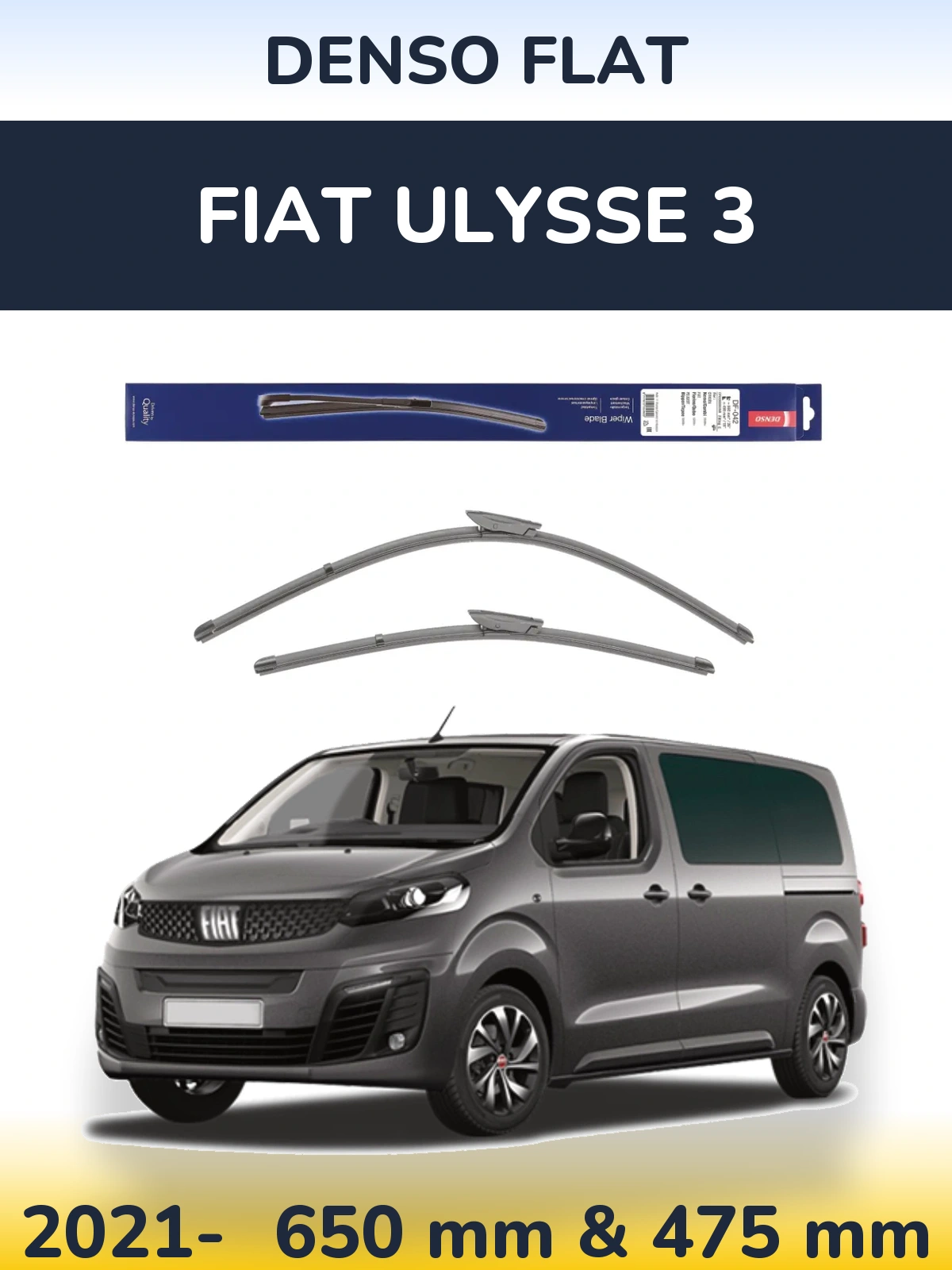 Komplet przednich wycieraczek Denso Flat 650 & 450 mm do Fiat Ulysse 3 2021-2026