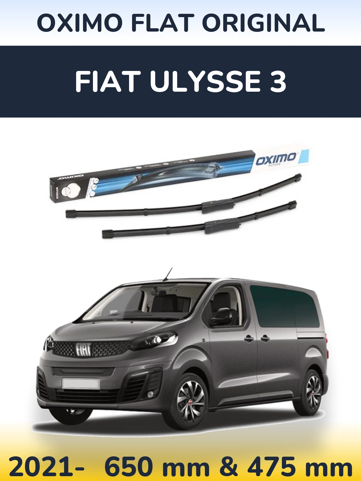 Комплект передних дворников Oximo Flat Original 650 & 475 мм для Fiat Ulysse 3 2021-2026