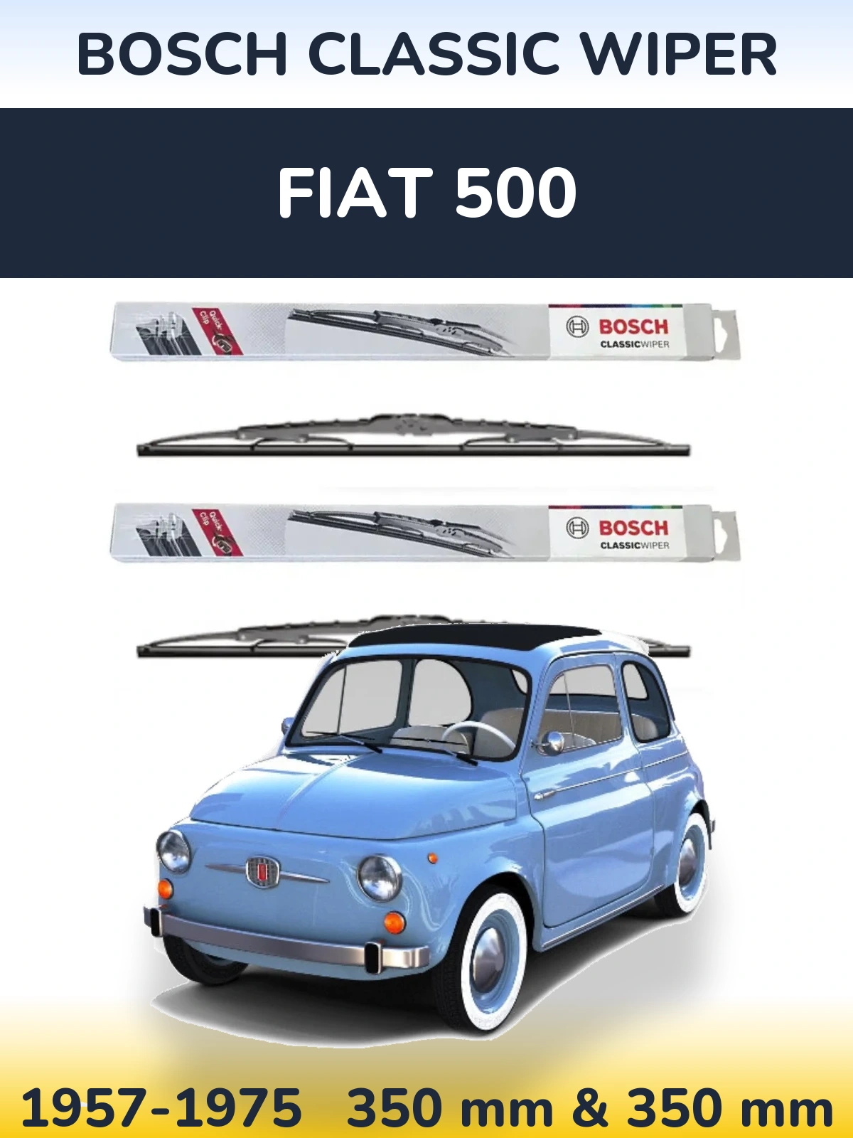 Комплект передних дворников BOSCH Classic Wiper 340 & 340 мм для Fiat 500 1957-1975