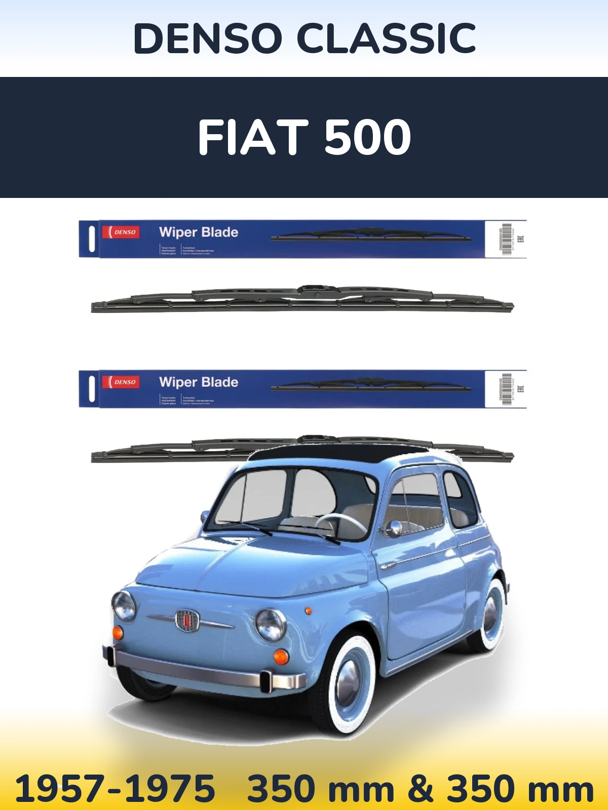 Komplet przednich wycieraczek Denso Classic 350 & 350 mm do Fiat 500 1957-1975