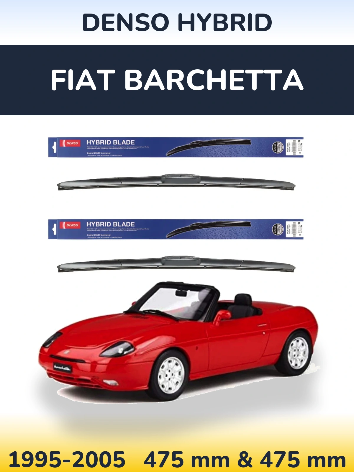 Komplet przednich wycieraczek Denso Hybrid 475 & 475 mm do Fiat Barchetta 1995-2005