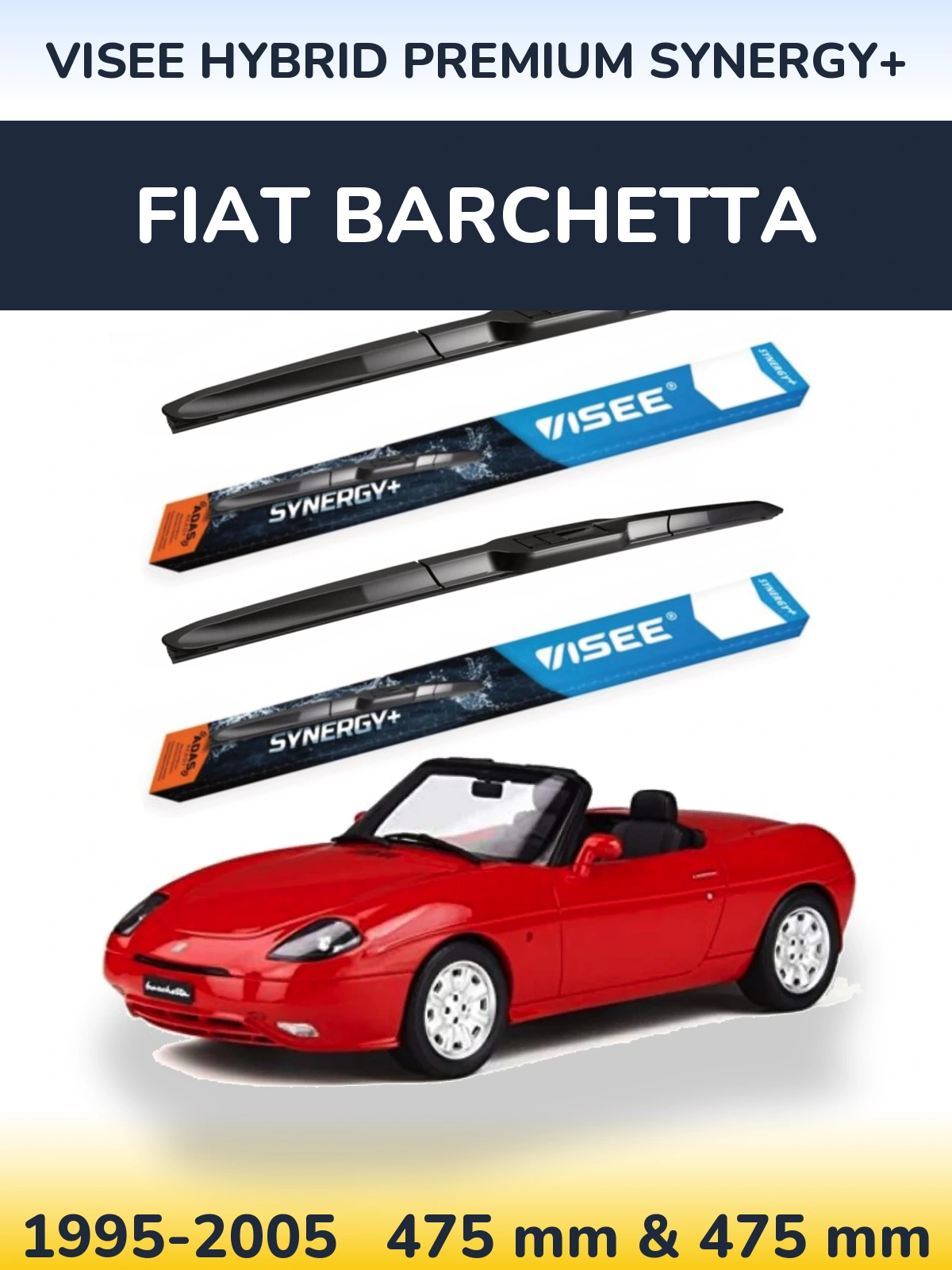 Komplet przednich wycieraczek VISEE HYBRID PREMIUM SYNERGY+ 475 & 475 mm do Fiat Barchetta 1995-2005